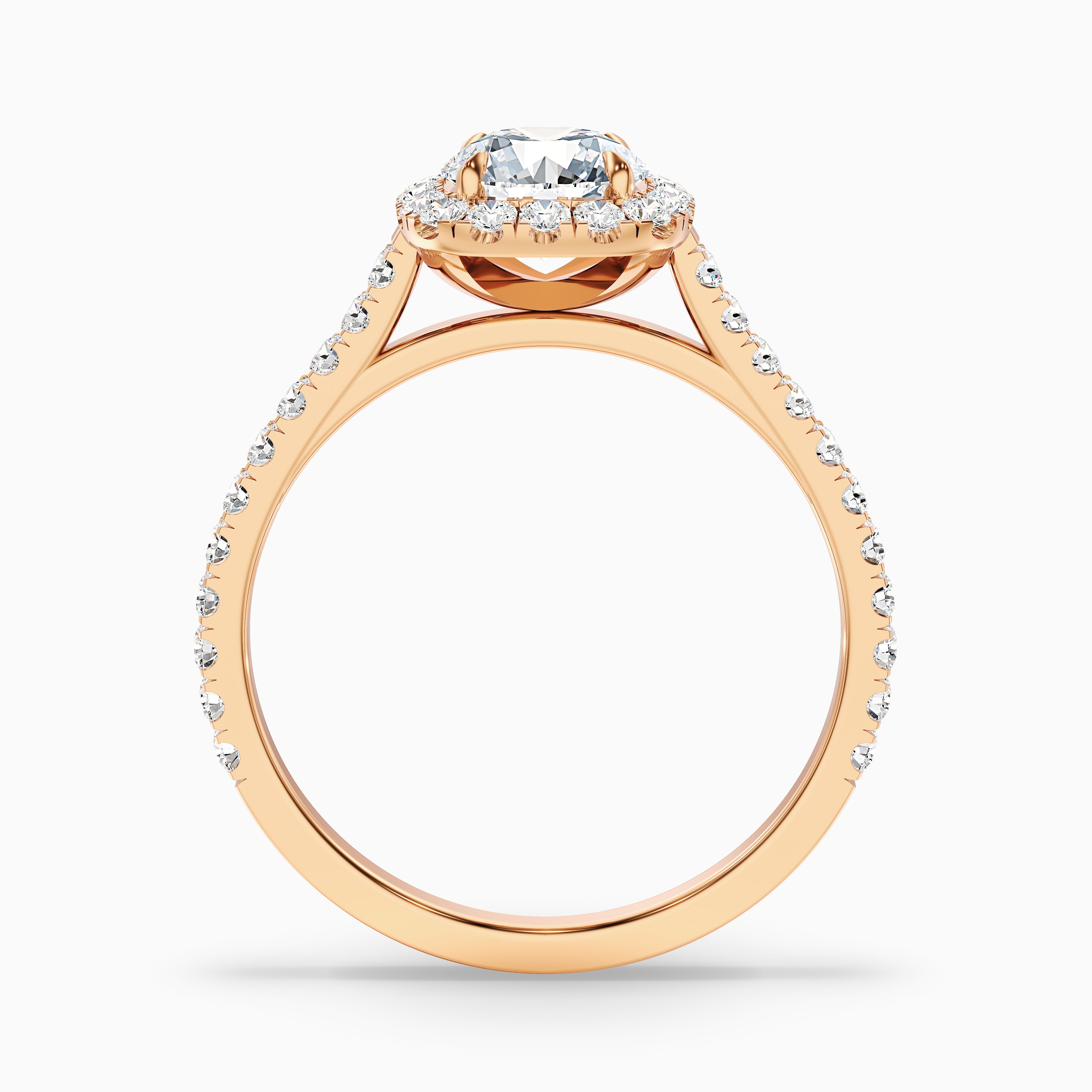 Anika 2 Carat Round Halo Pave Moissanite Diamond Ring in 14k White Gold