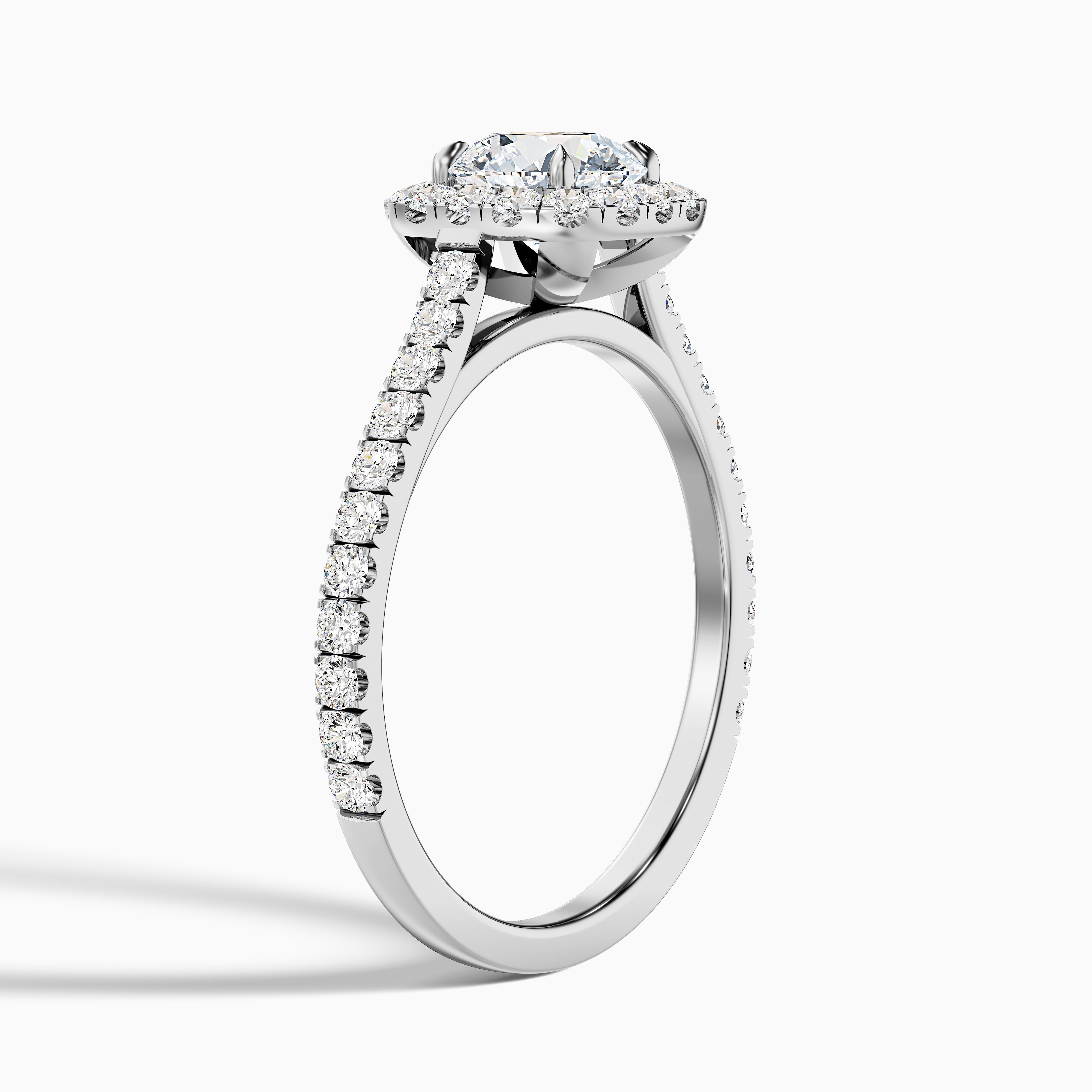 Anika 5.5 Carat Round Halo Pave Moissanite Diamond Ring in Platinum