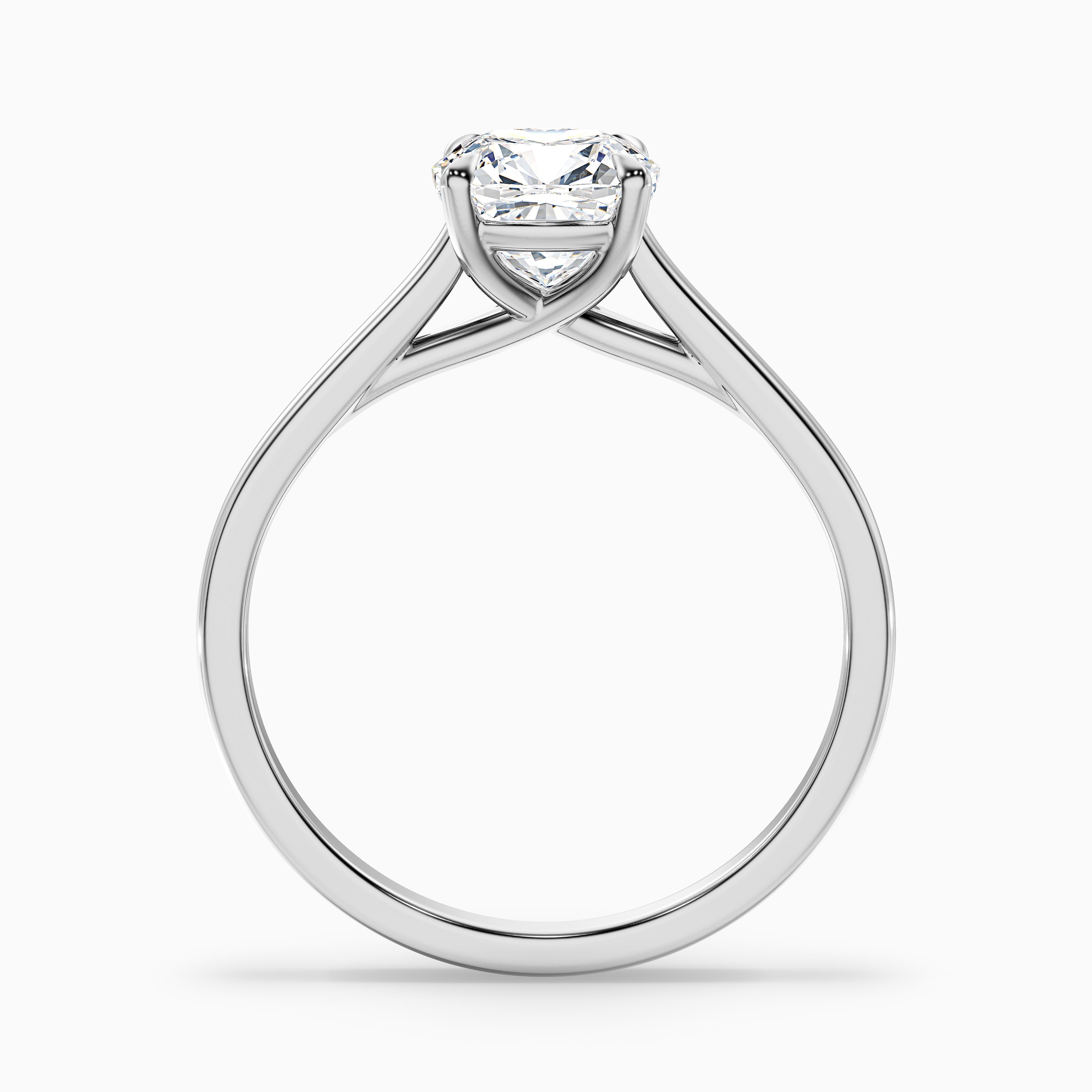 Nelli 4.5 Carat Cushion Cut Solitaire Moissanite Diamond Ring in 18k White Gold