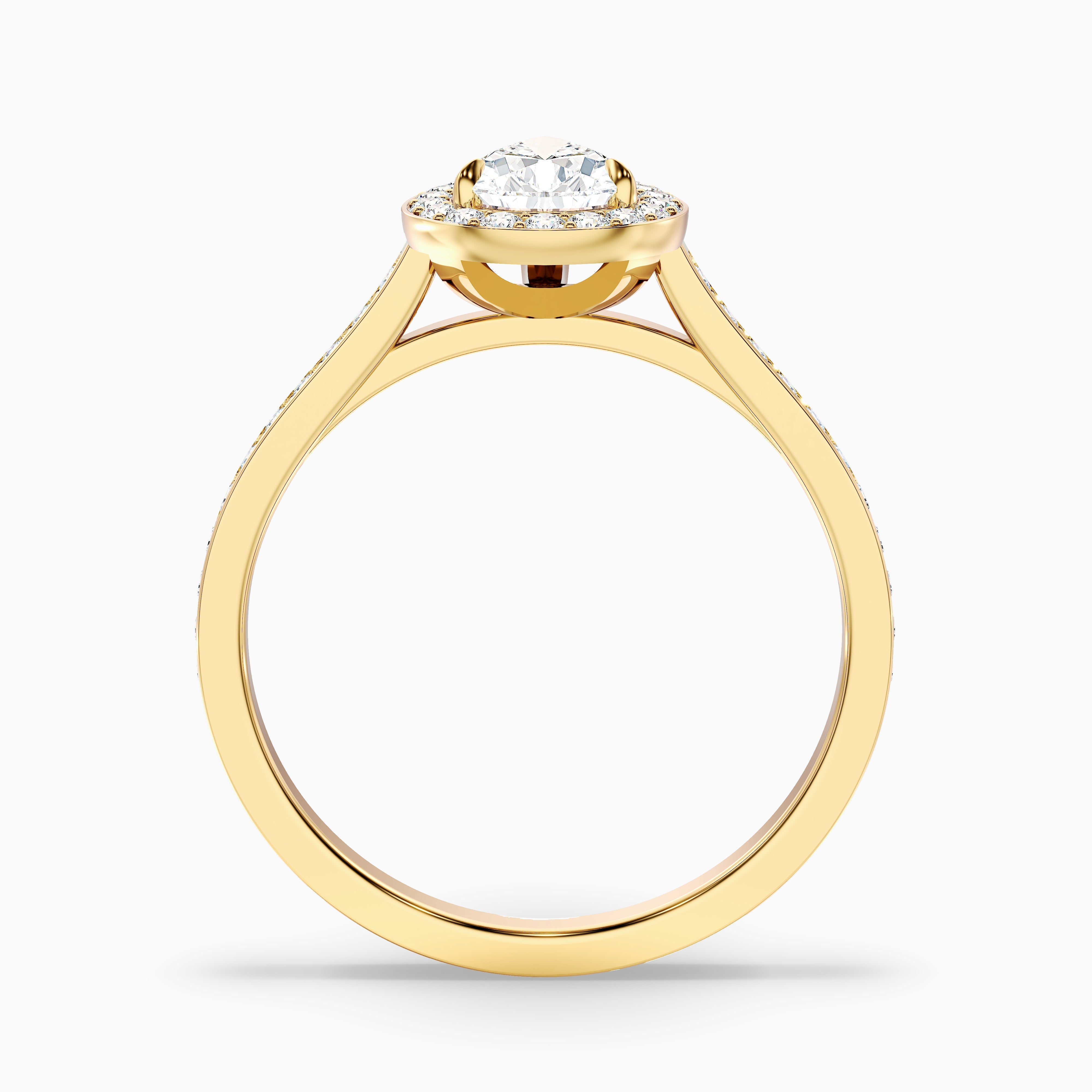 Elena 5 Carat Pear Halo Pave Moissanite Diamond Ring in 18k White Gold