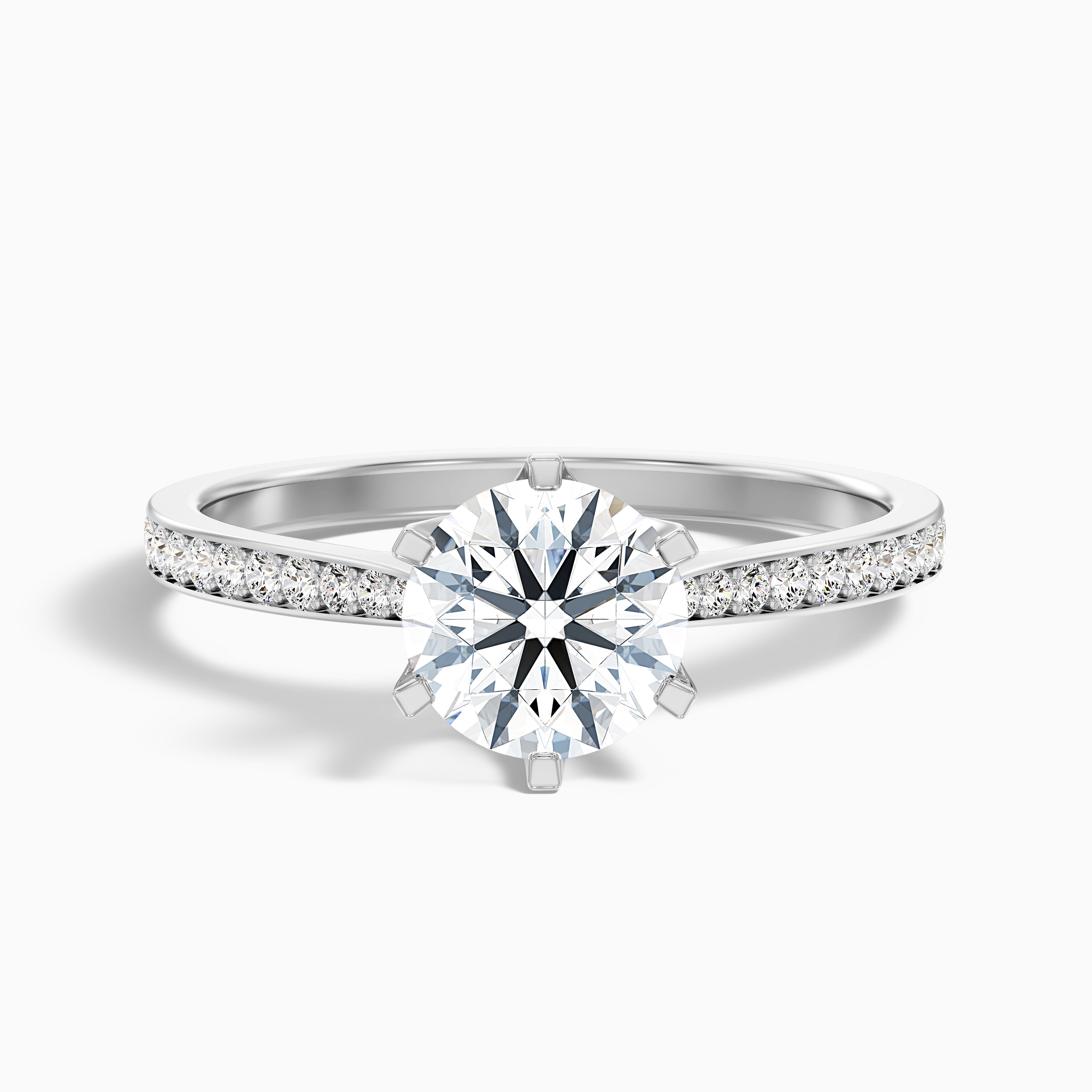Esha 5.5 Carat Round Side Stone Pave Moissanite Diamond Ring in 10k Rose Gold