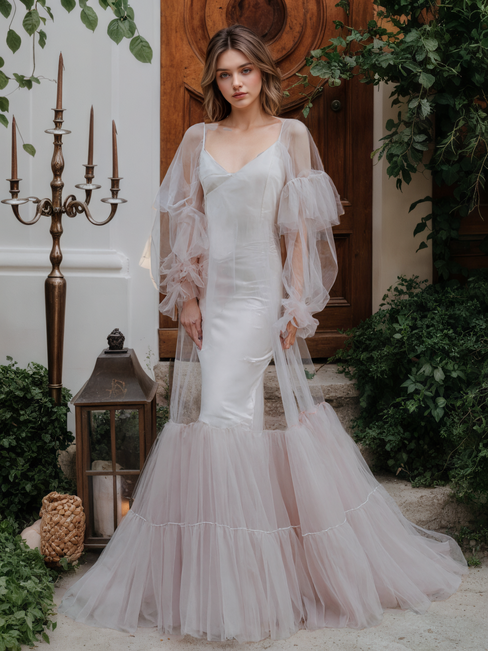 Luxury 3 colors Layered Tulle Sheer Robe Dress | Couture Ruffle Boudoir Robe Set SelenaHuanStudio