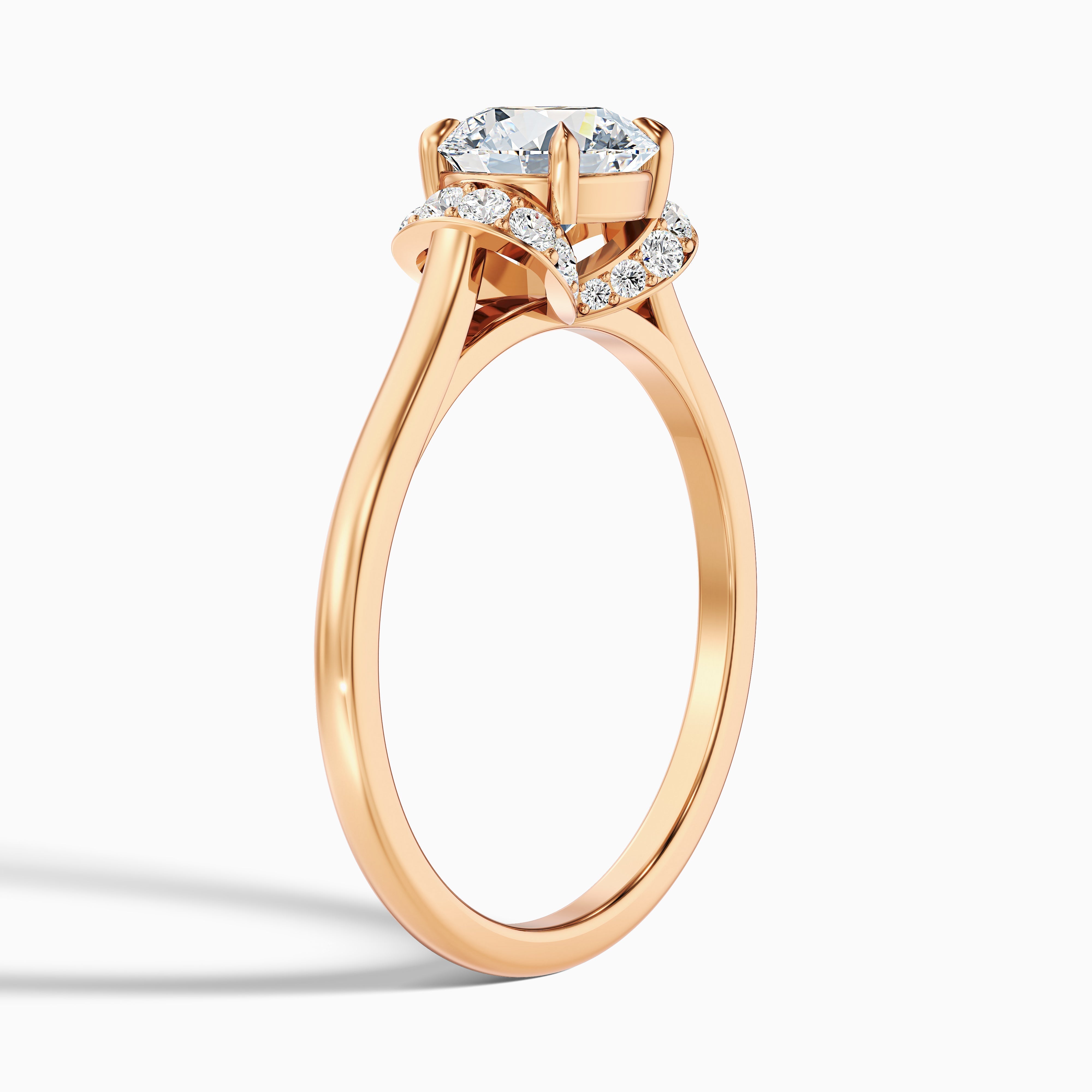 Frey 3 Carat Round Solitaire Pave Moissanite Diamond Ring in 10k Yellow Gold