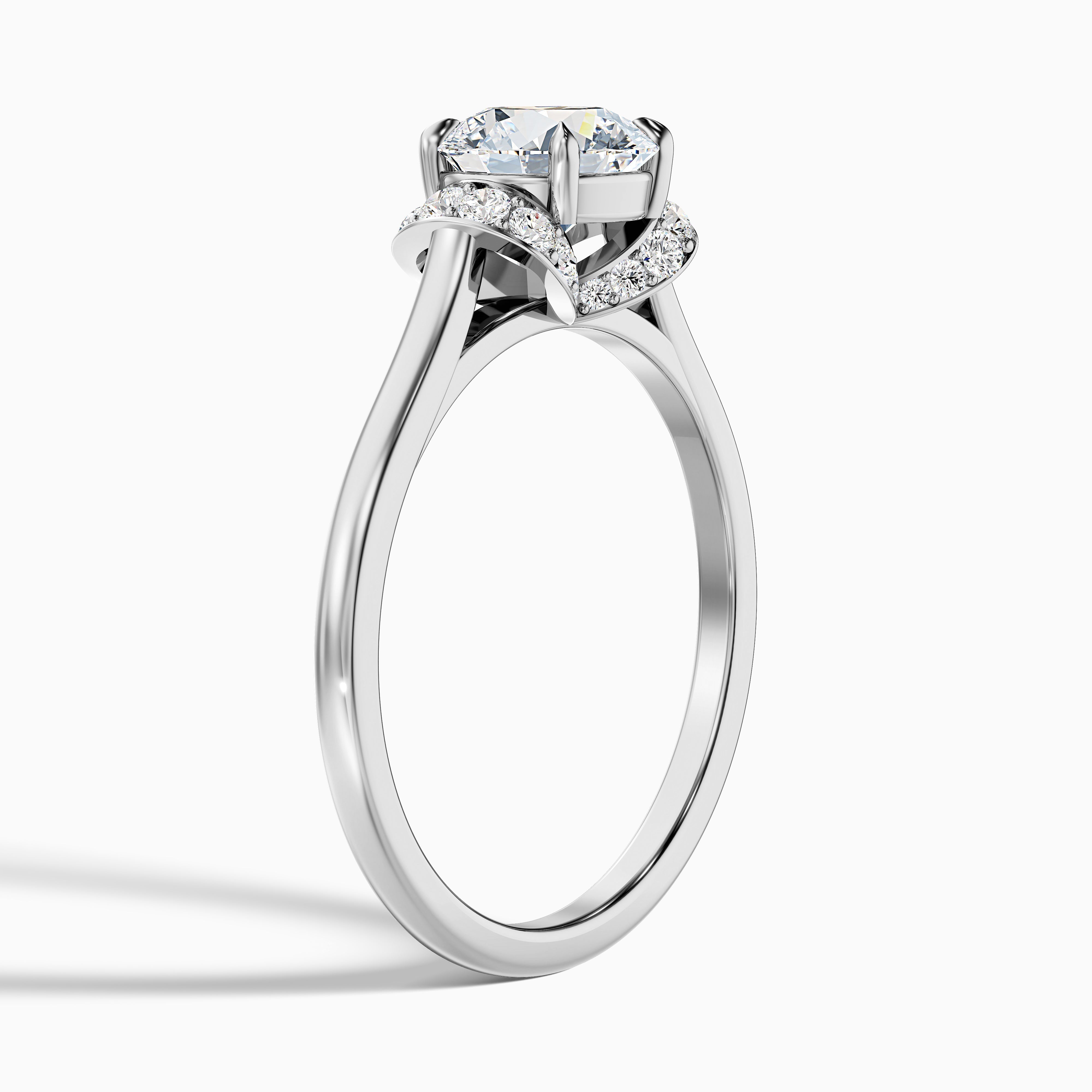 Frey 3.5 Carat Round Solitaire Pave Moissanite Diamond Ring in 14k Yellow Gold