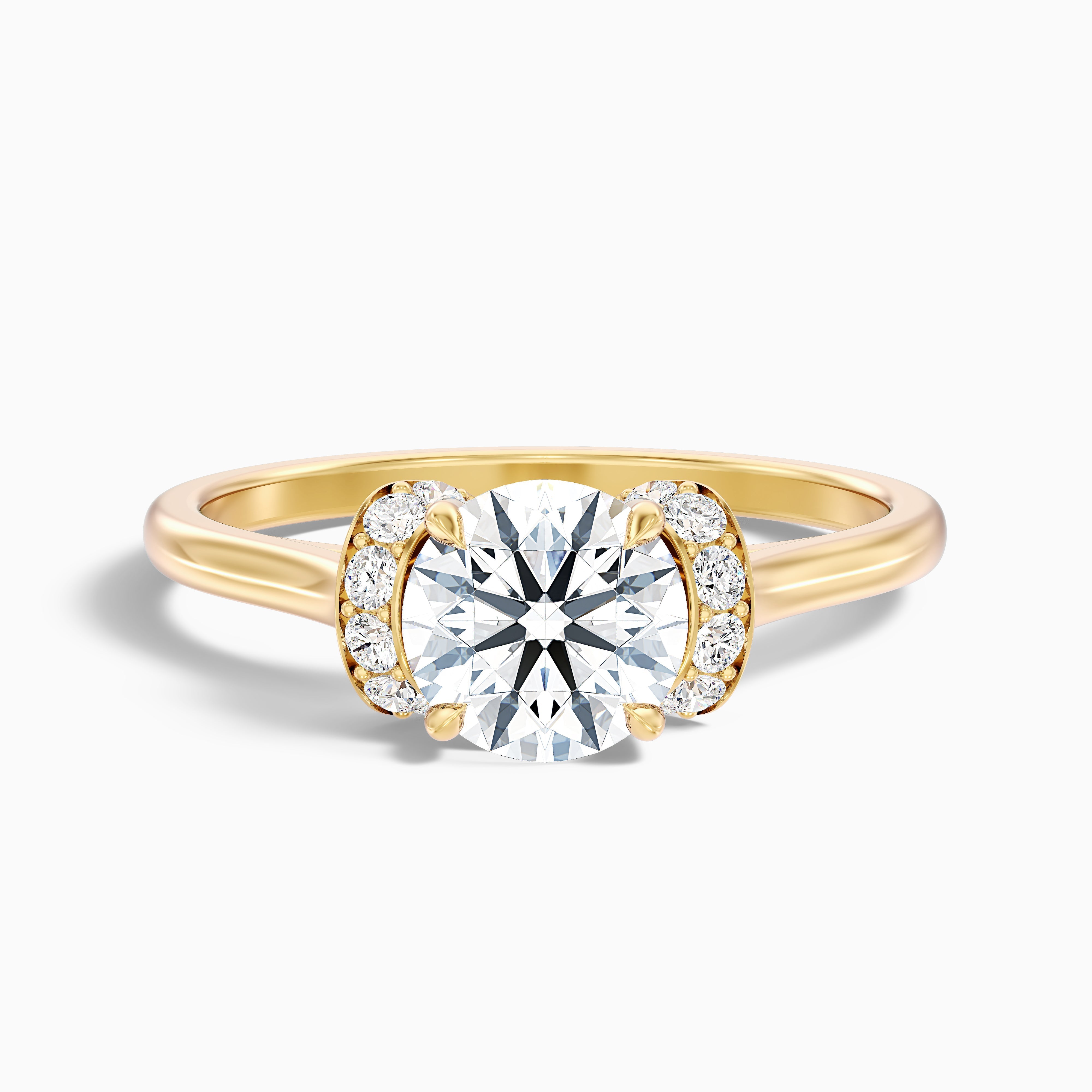 Frey 2 Carat Round Solitaire Pave Moissanite Diamond Ring in 18k White Gold