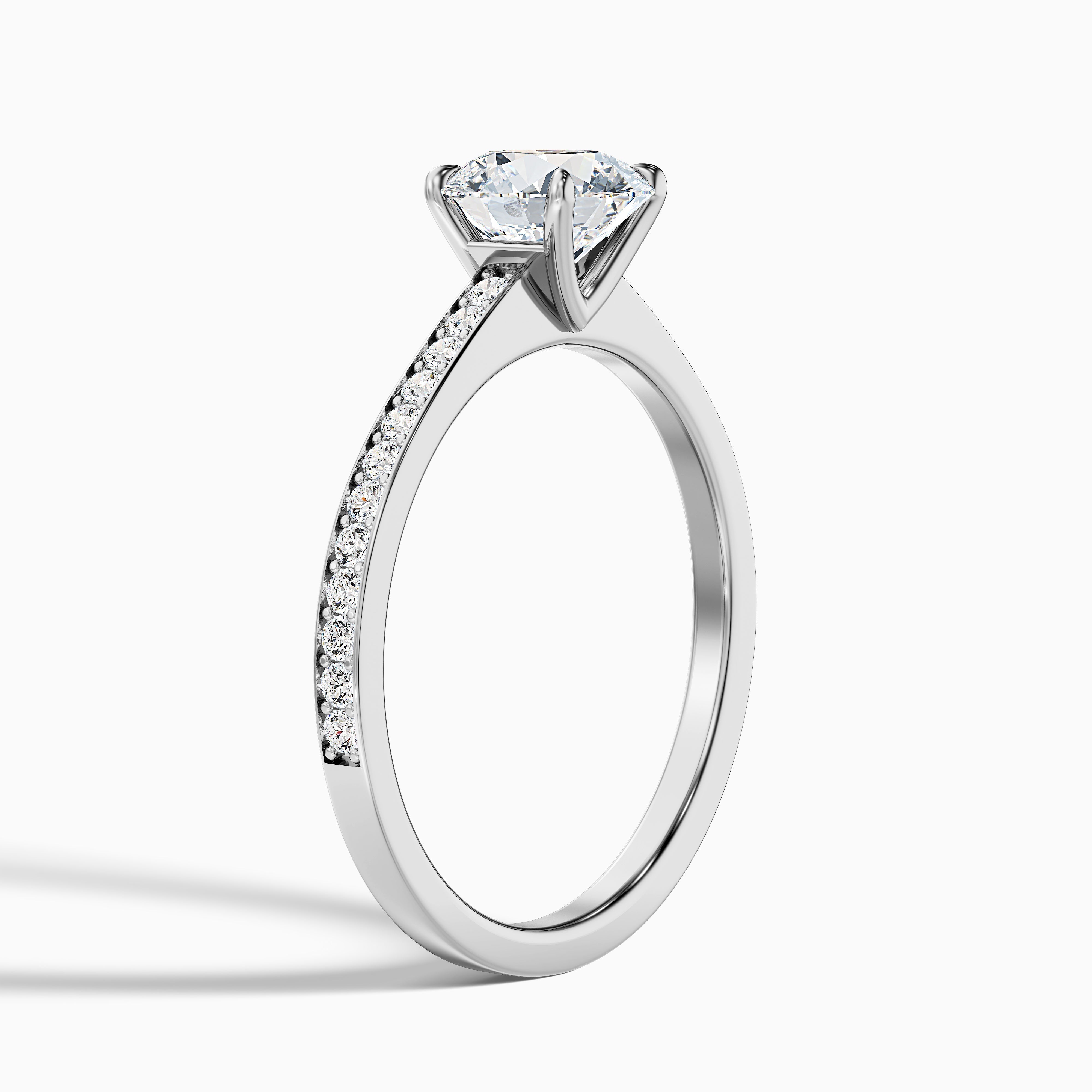 Elma 1 Carat Round Cut Side Stone Pave Moissanite Diamond Ring in 14k Yellow Gold