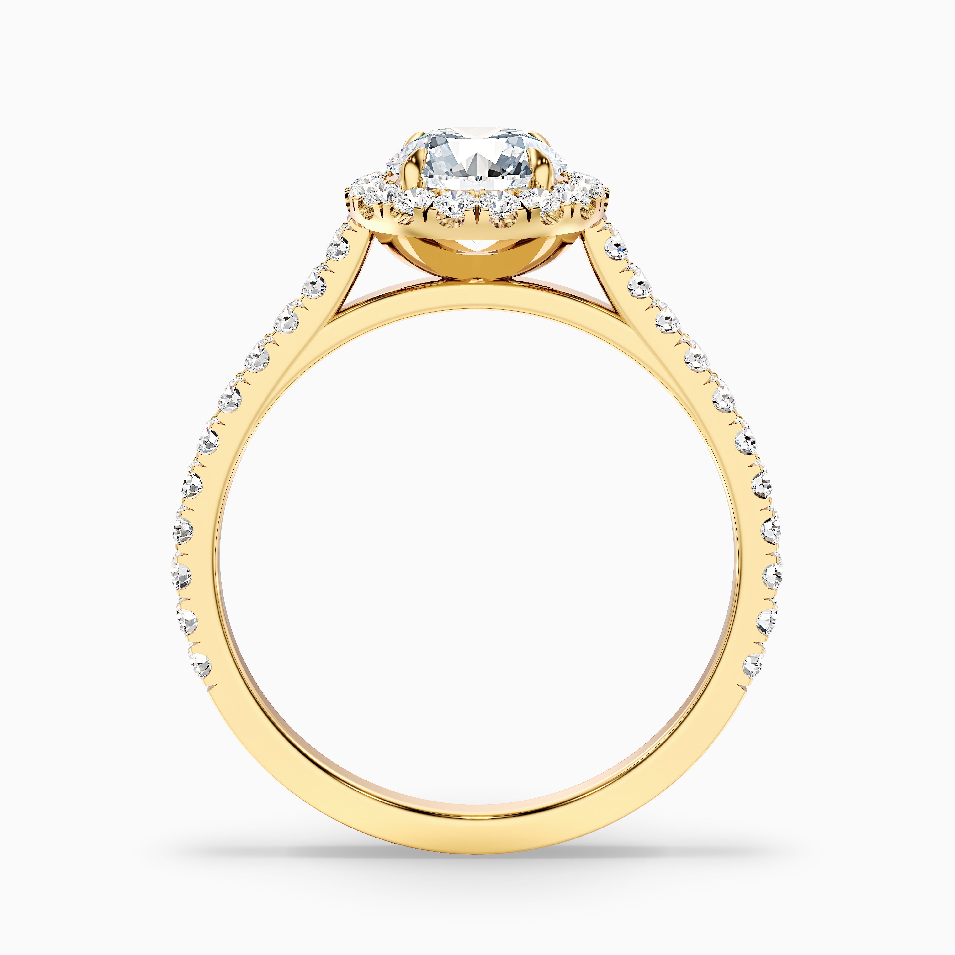 Pearl 1.5 Carat Round Halo Pave Moissanite Diamond Ring in 14k White Gold