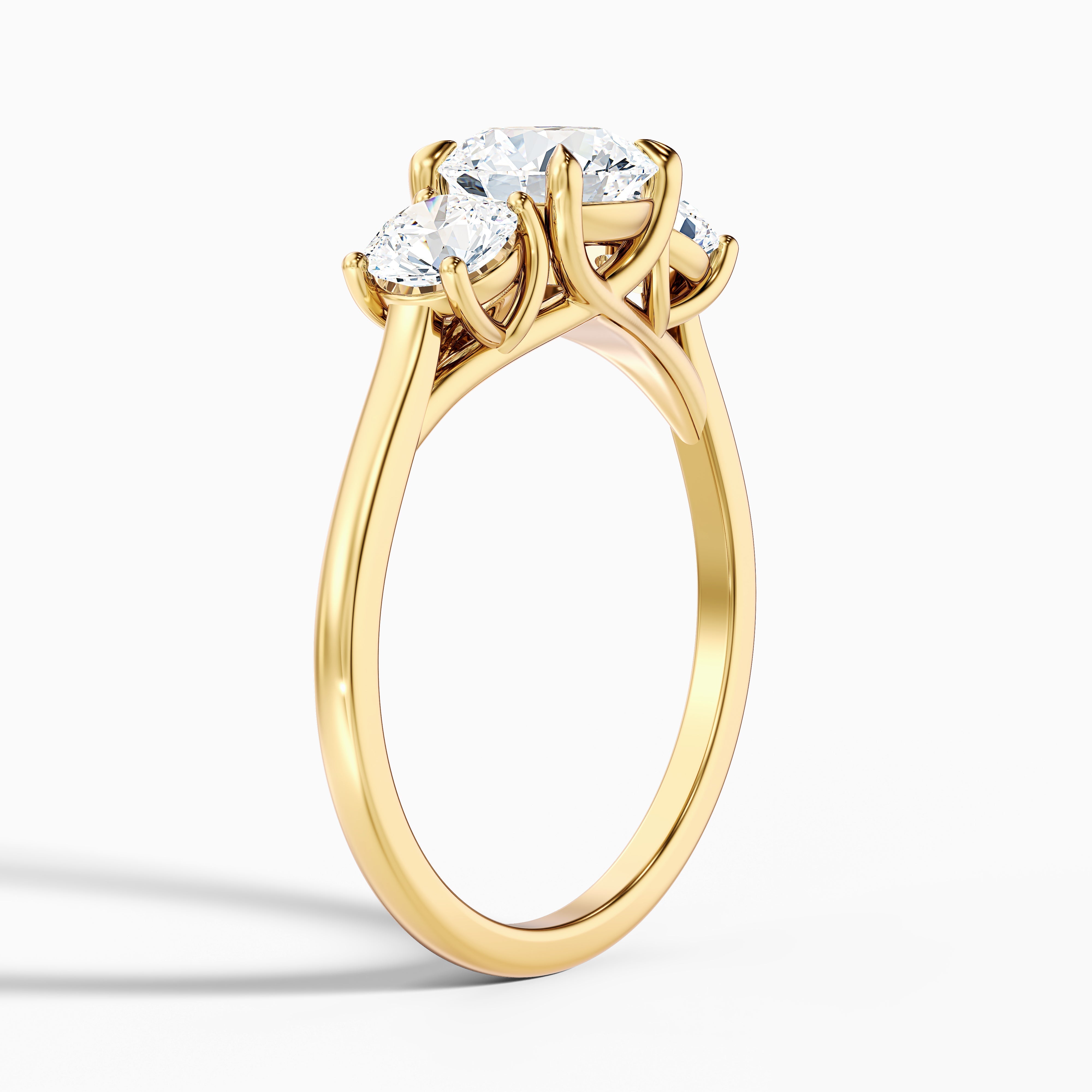 Olive 2 Carat Round 3 Stone Moissanite Diamond Ring in 18k White Gold