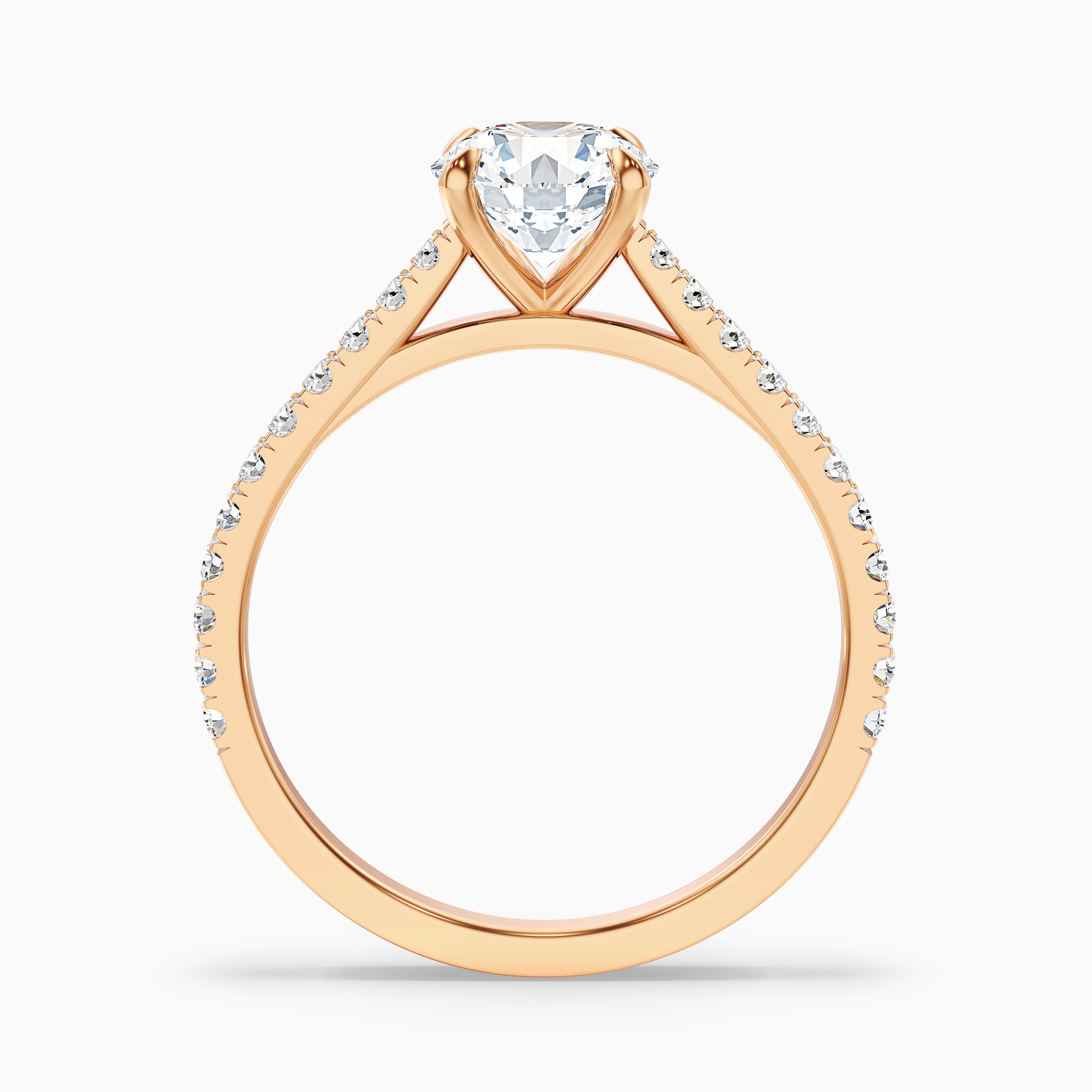 Sarah 4.5 Carat Round Side Stone Pave Moissanite Diamond Ring in 18k Rose Gold