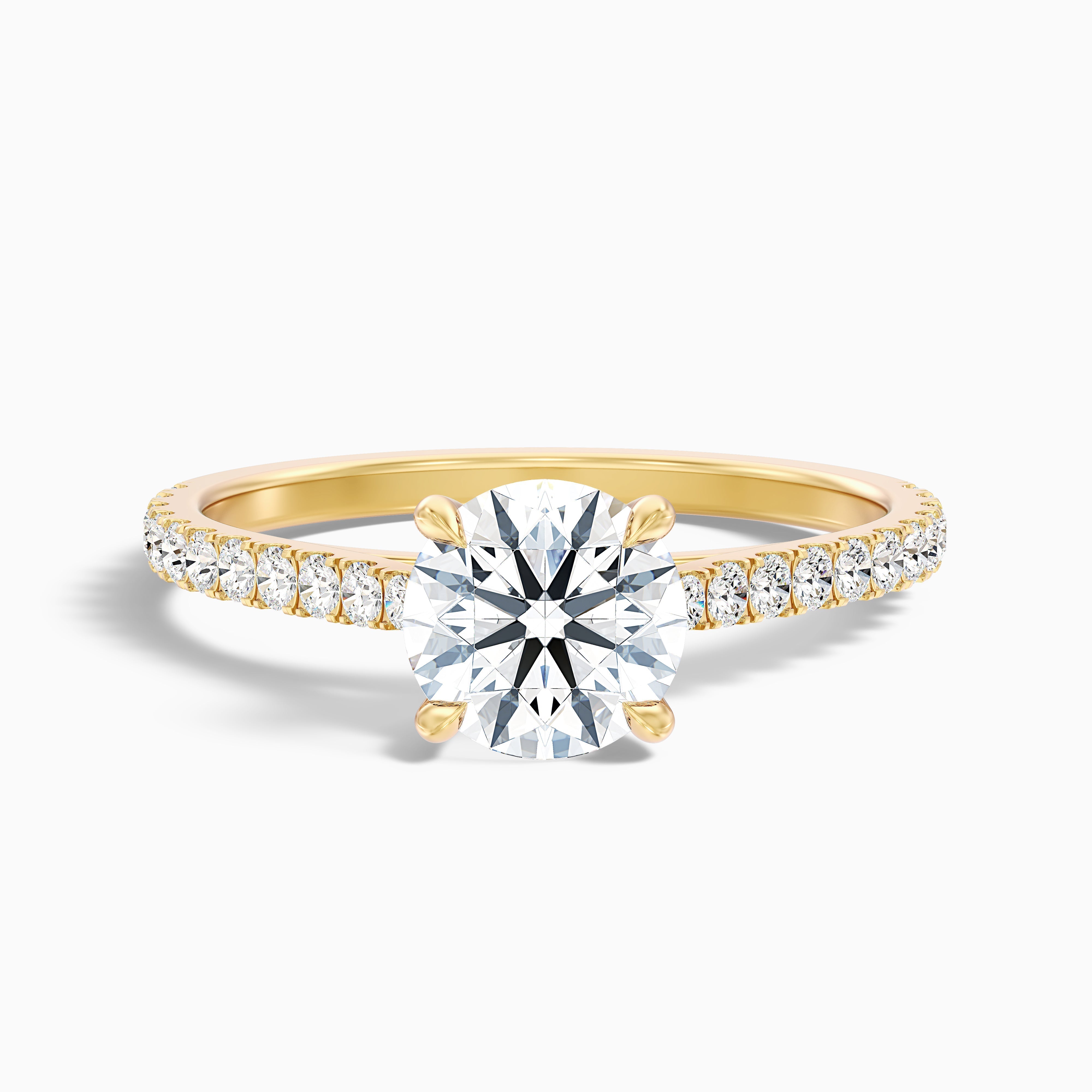 Sarah 2 Carat Round Side Stone Pave Moissanite Diamond Ring in Platinum