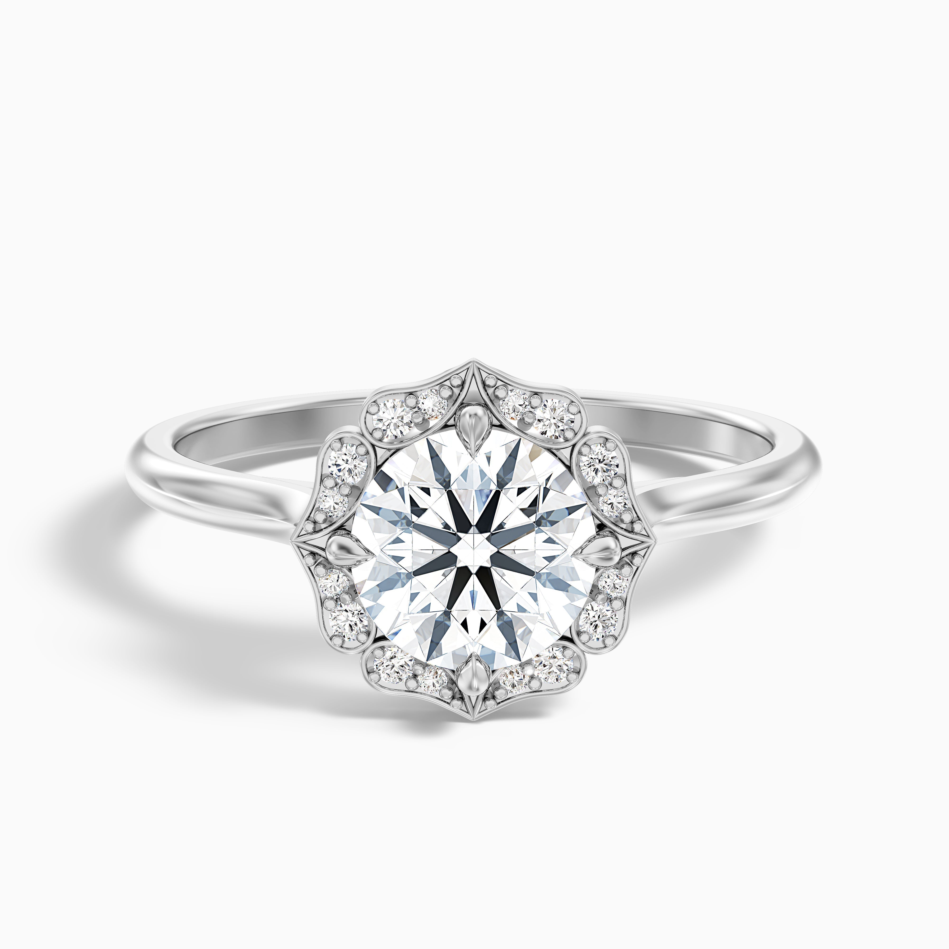 Ruby 2.5 Carat Round Halo Moissanite Diamond Ring in Platinum