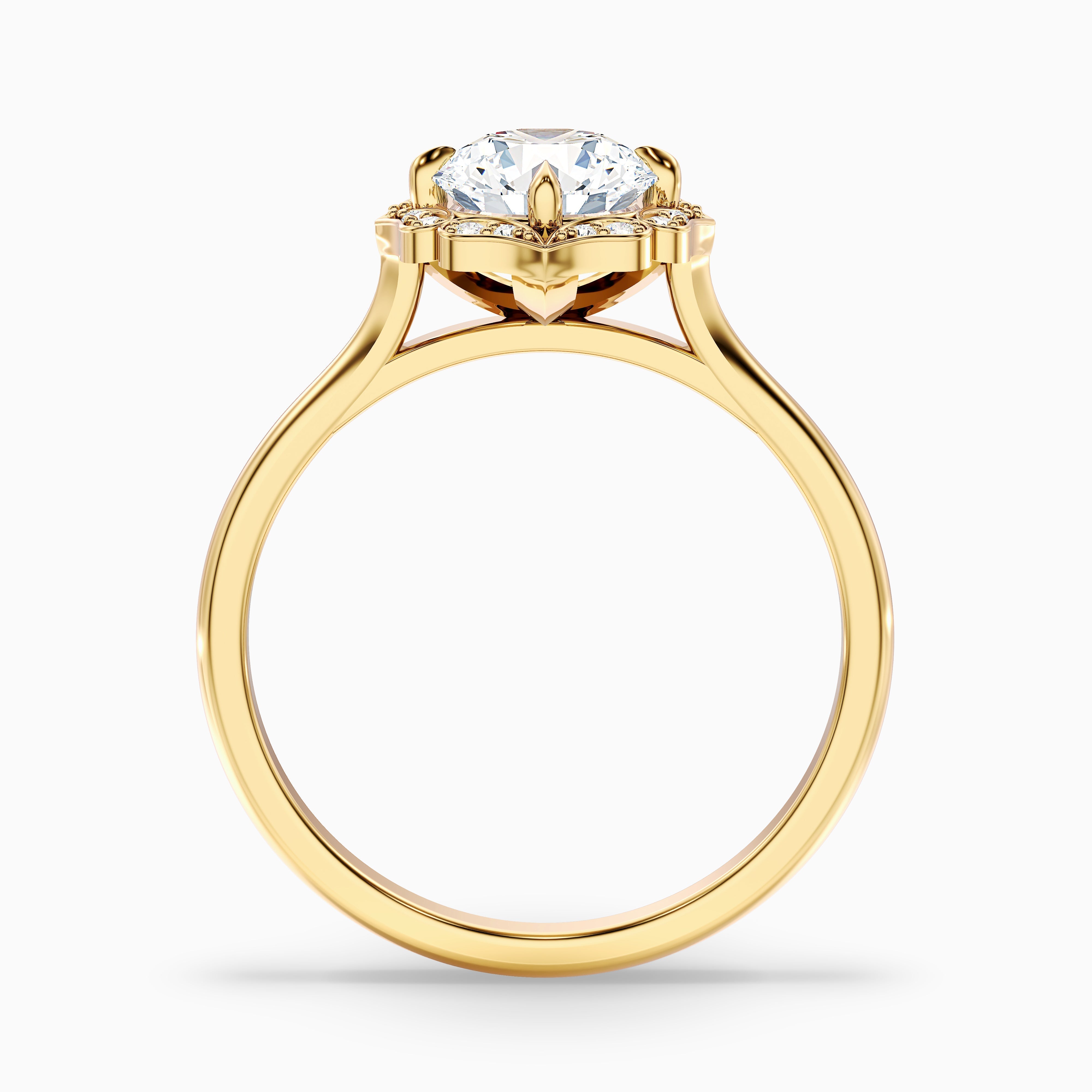 Ruby 5 Carat Round Halo Moissanite Diamond Ring in 10k Rose Gold