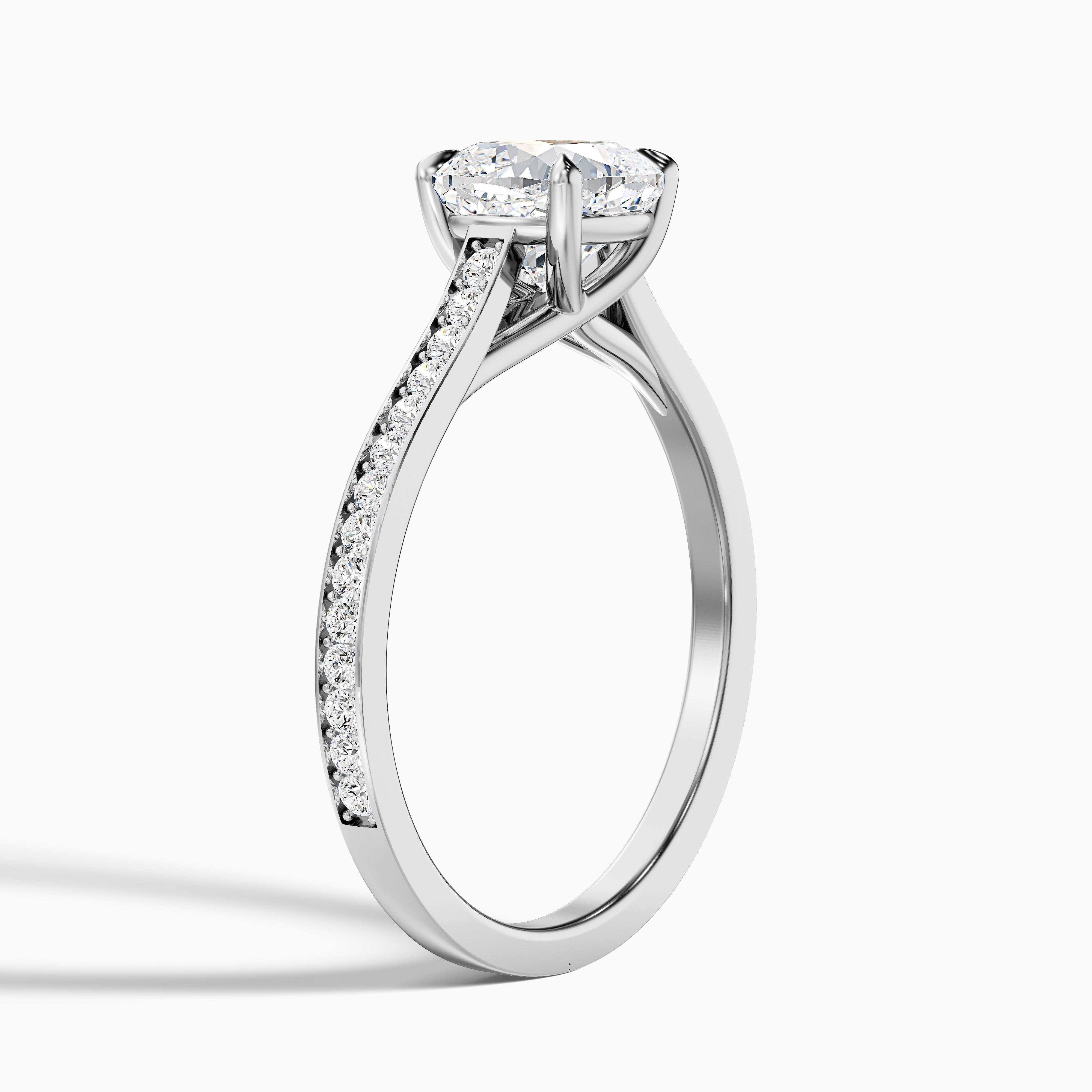 Nina 4 Carat Cushion Cut Side Stone Pave Moissanite Diamond Ring in 10k Rose Gold