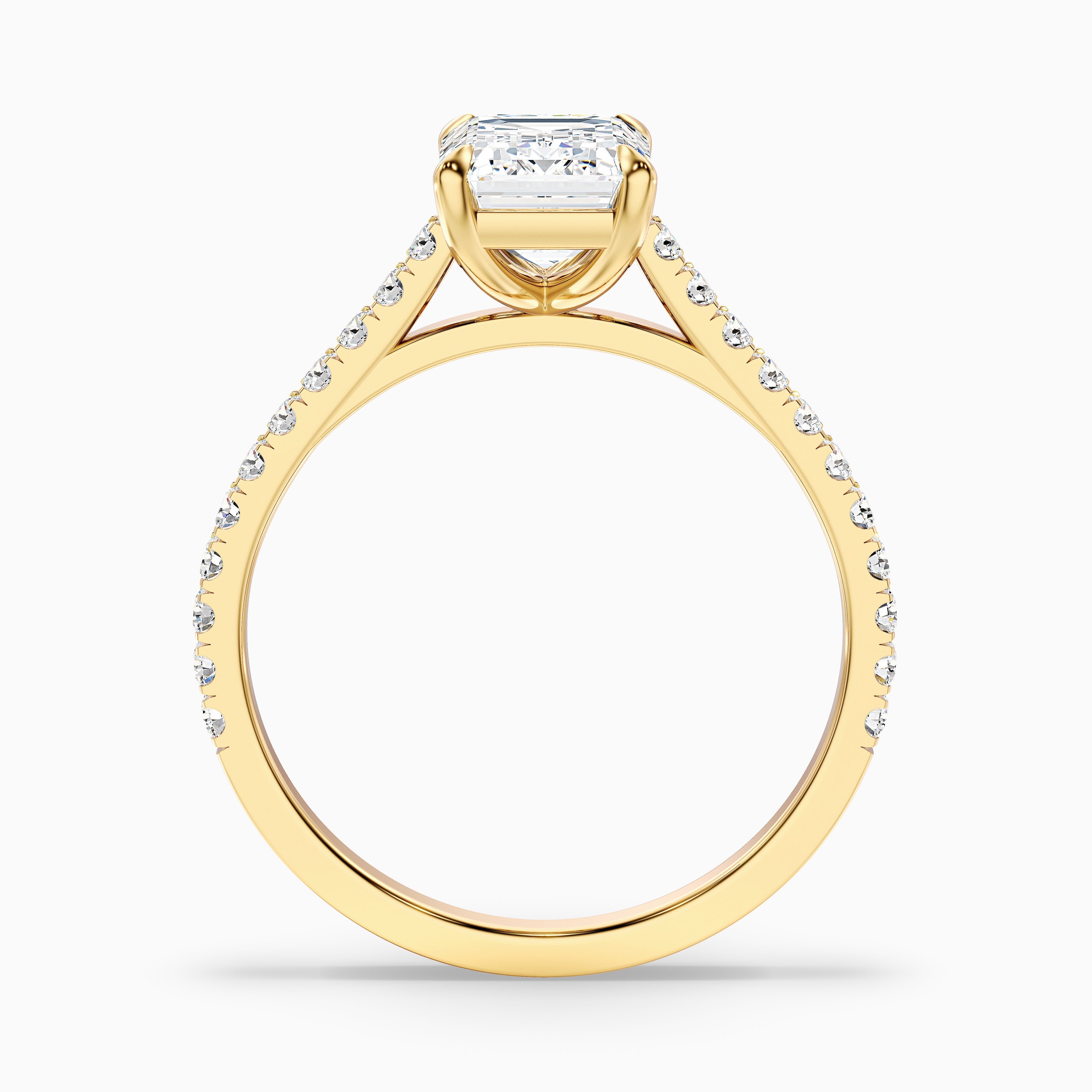 Macy 3 Carat Emerald Cut Side Stone Pave Moissanite Diamond Ring in Platinum