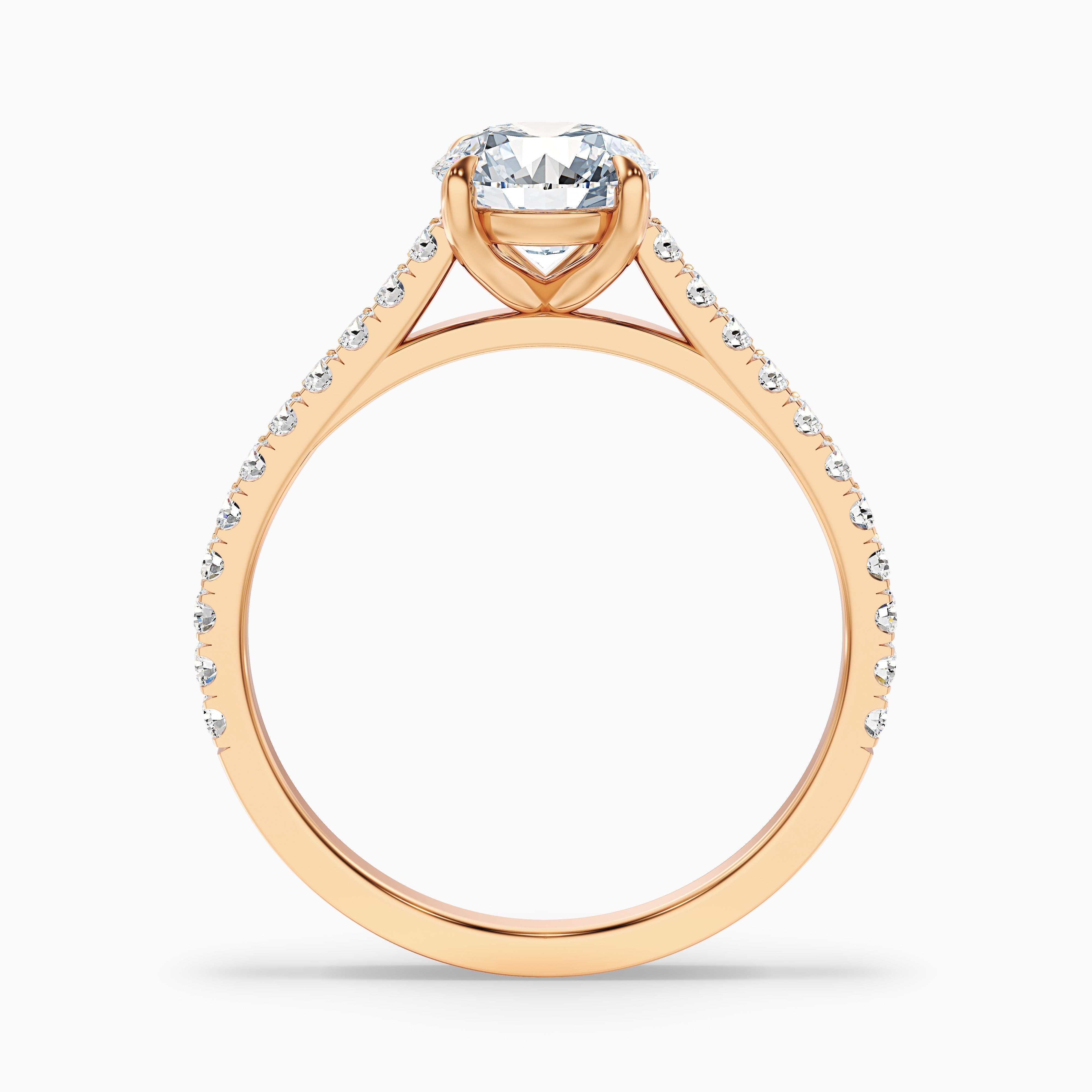 Lilly 4.5 Carat Round Side Stone Pave Moissanite Diamond Ring in 14k White Gold