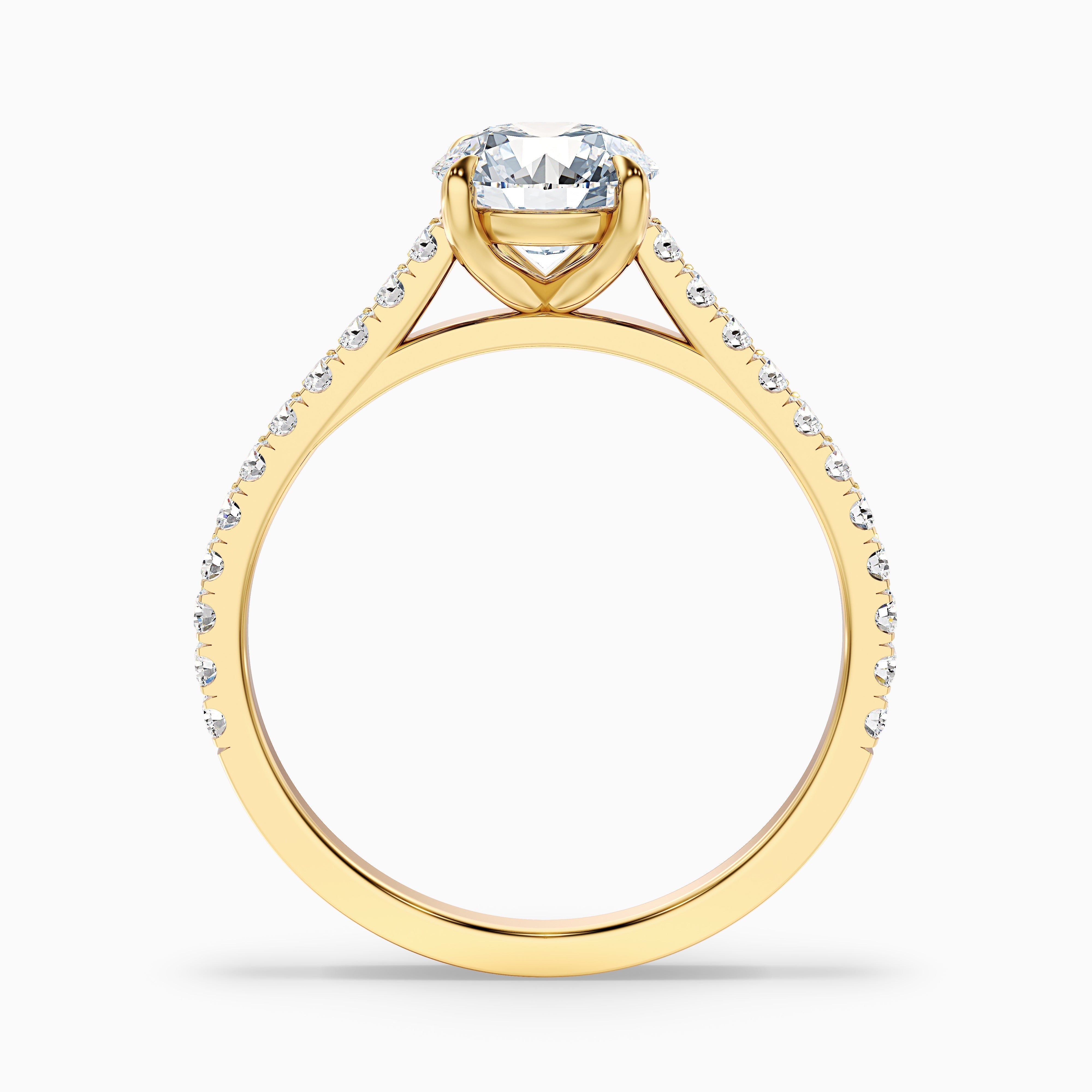 Lilly 4.5 Carat Round Side Stone Pave Moissanite Diamond Ring in 14k Rose Gold