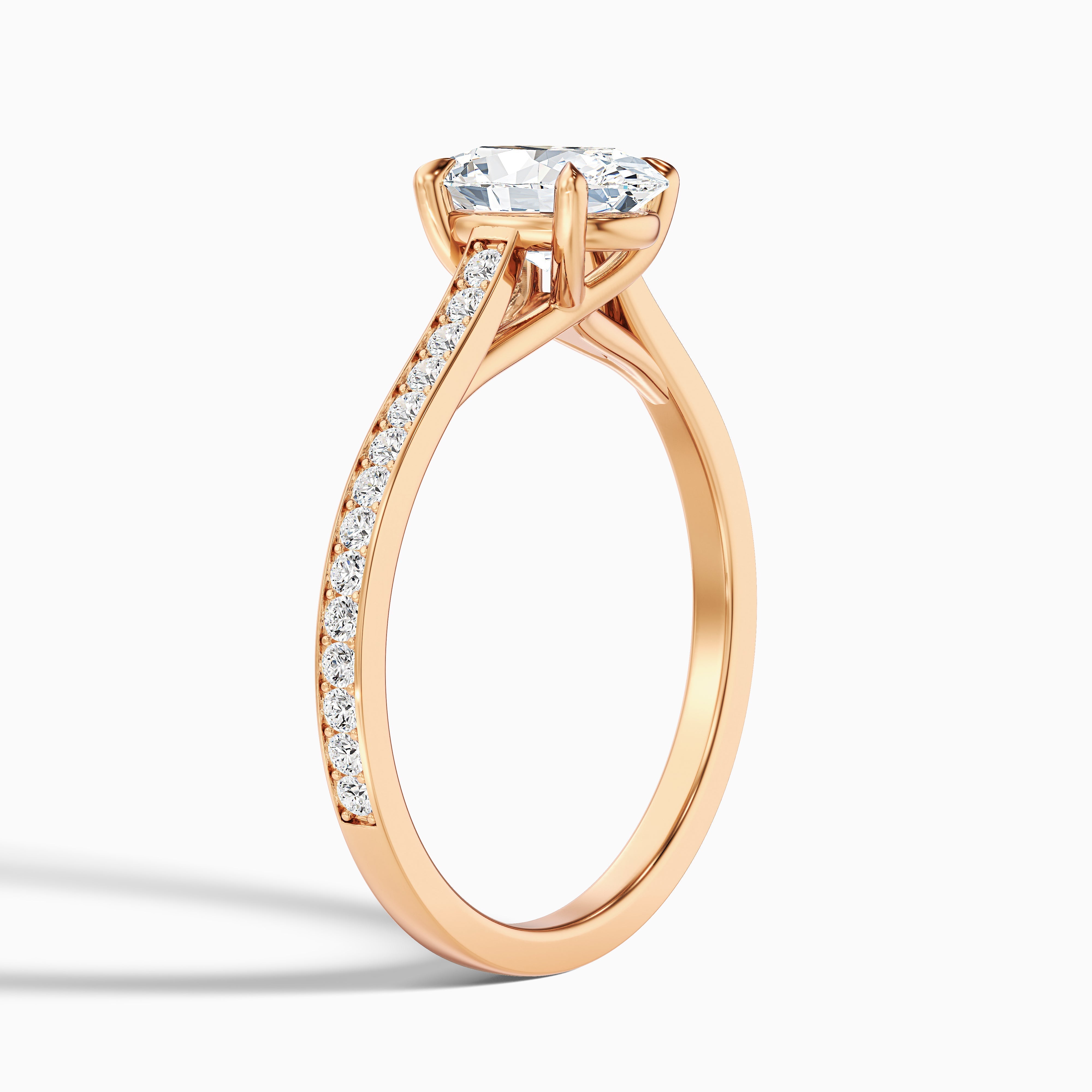 Carla 3 Carat Oval Cut Side Stone Pave Moissanite Diamond Ring in 10k White Gold