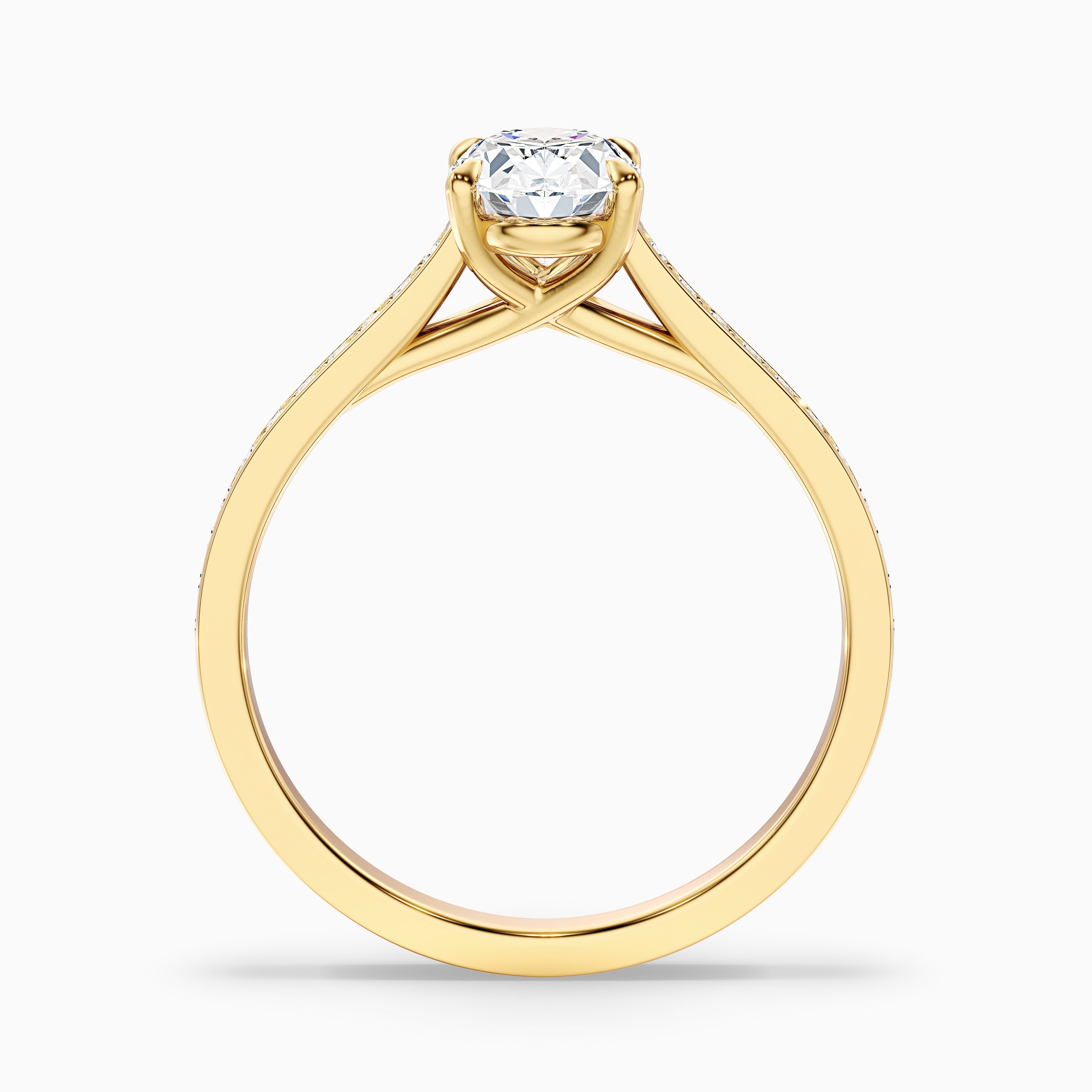 Carla 1 Carat Oval Cut Side Stone Pave Moissanite Diamond Ring in 10k Rose Gold