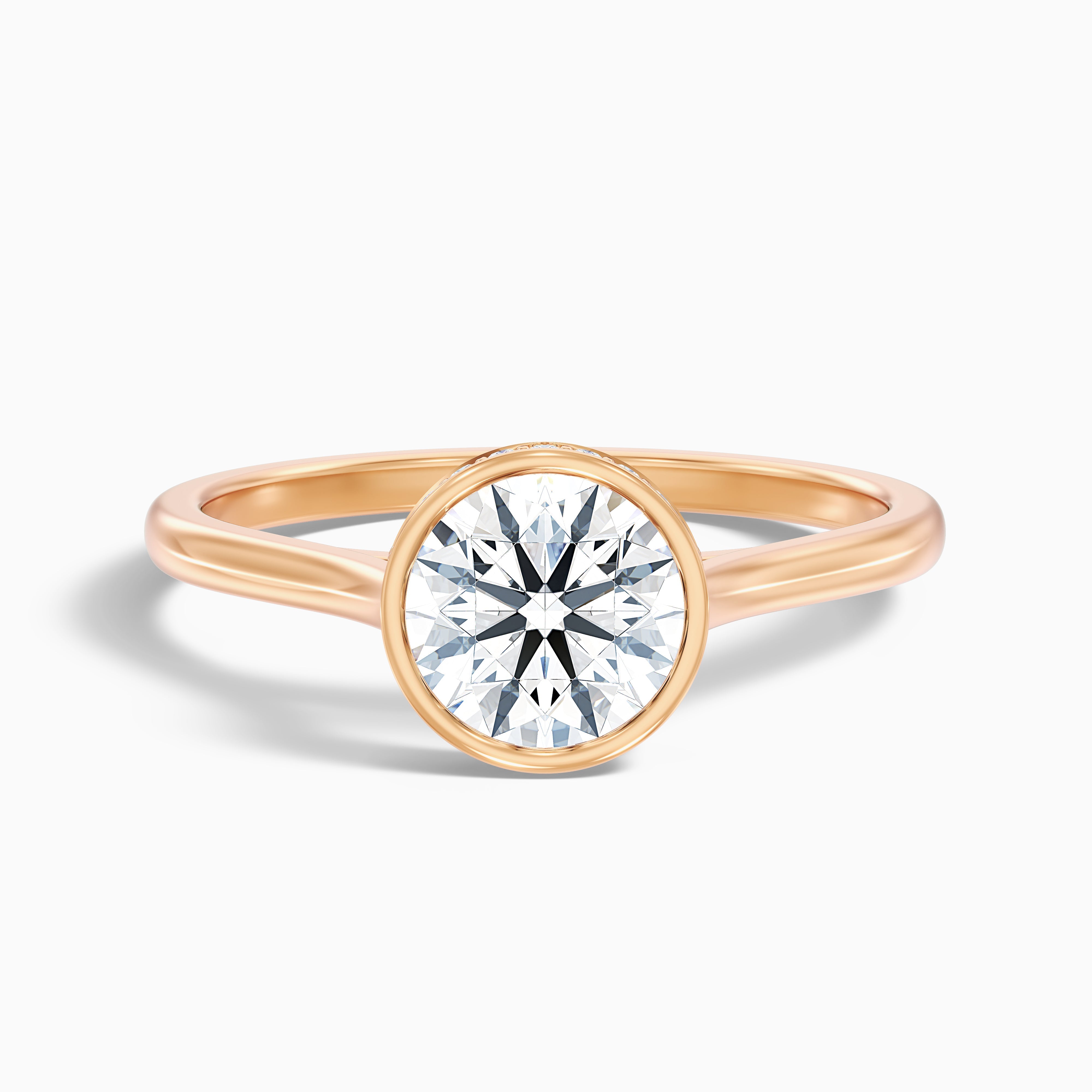 Angel 2.5 Carat Round Bezel Set Moissanite Diamond Ring with Hidden Halo in 18k White Gold