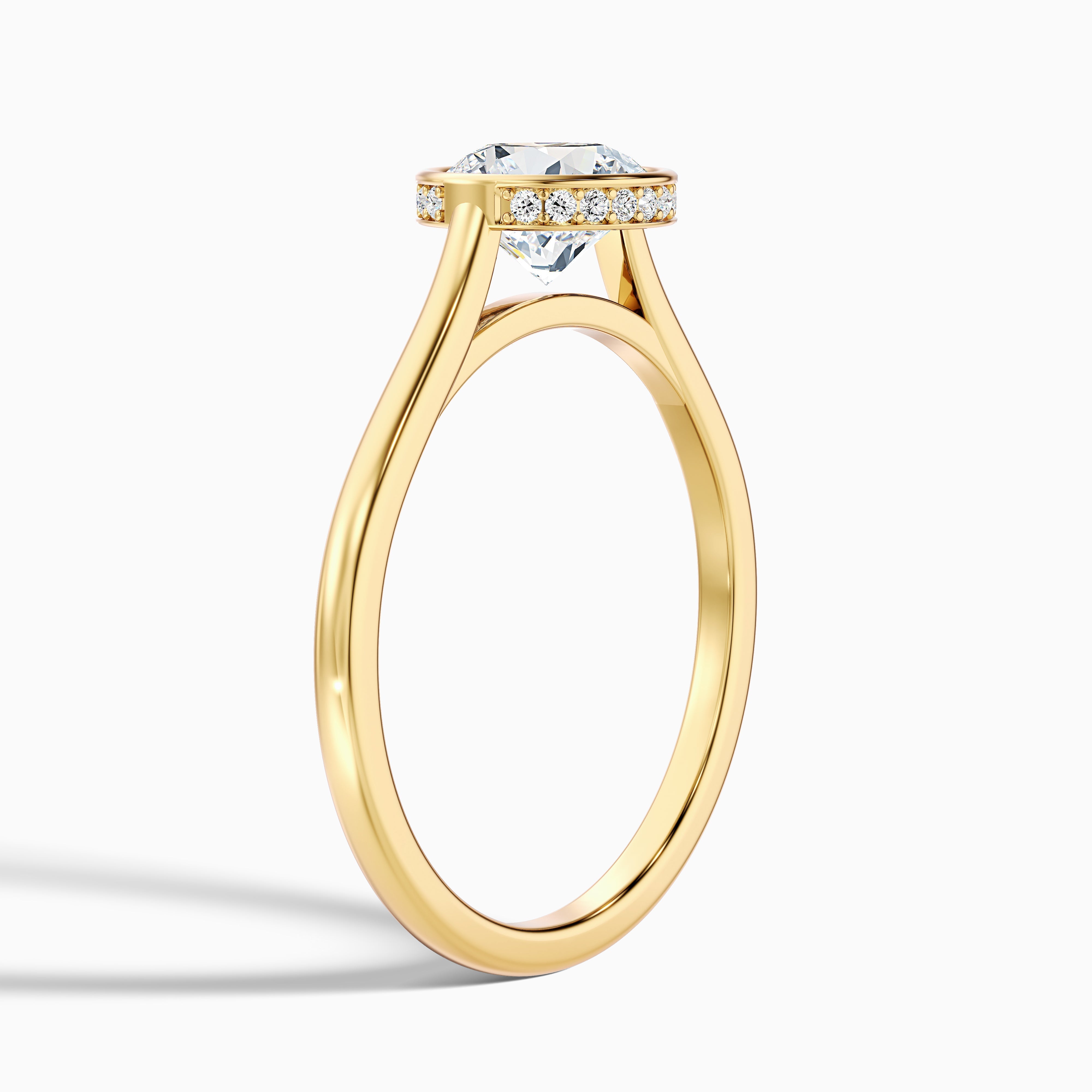 Angel 4 Carat Round Bezel Set Moissanite Diamond Ring with Hidden Halo in 18k Rose Gold