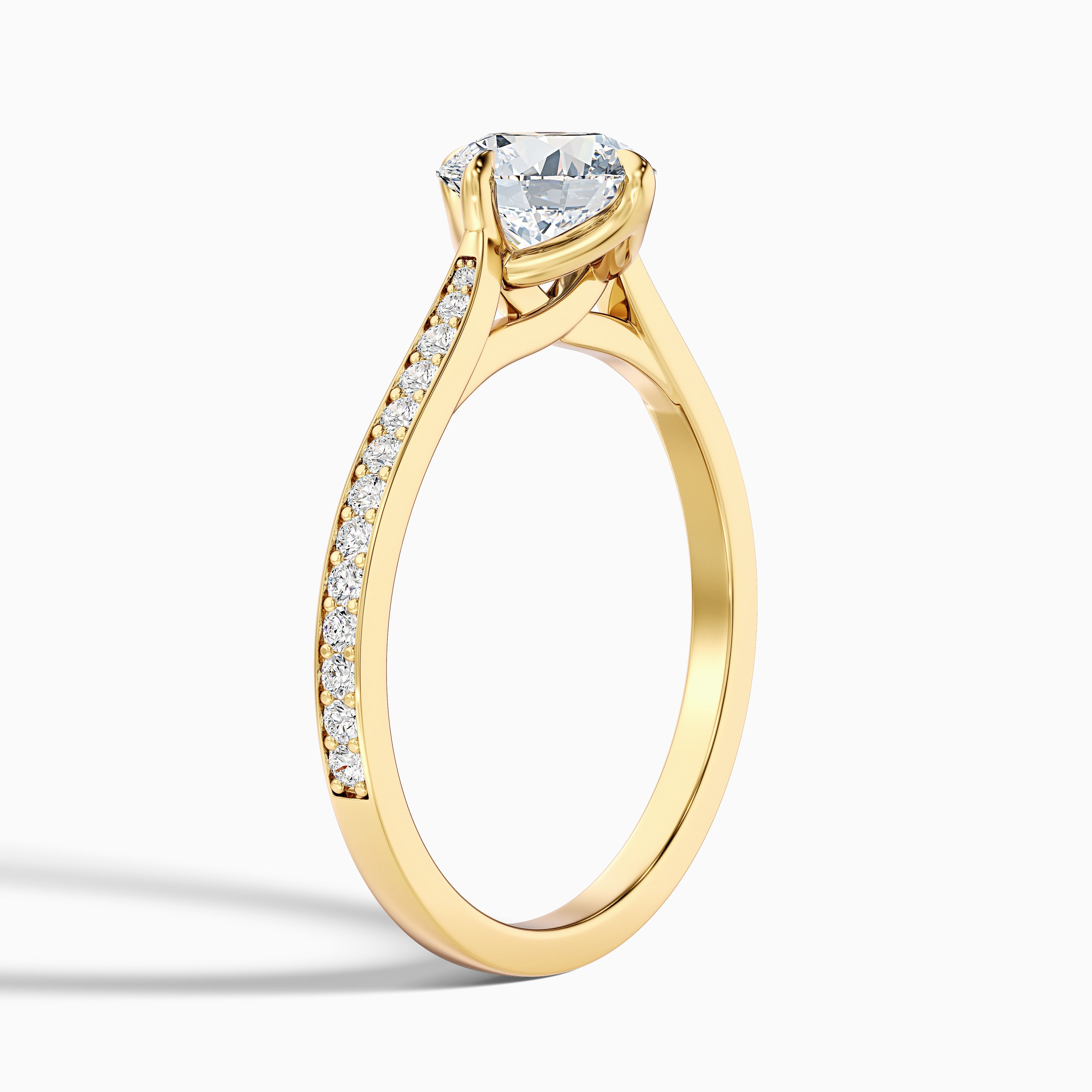 Alexa 2 Carat Round Side Stone Pave Moissanite Diamond Ring in Platinum
