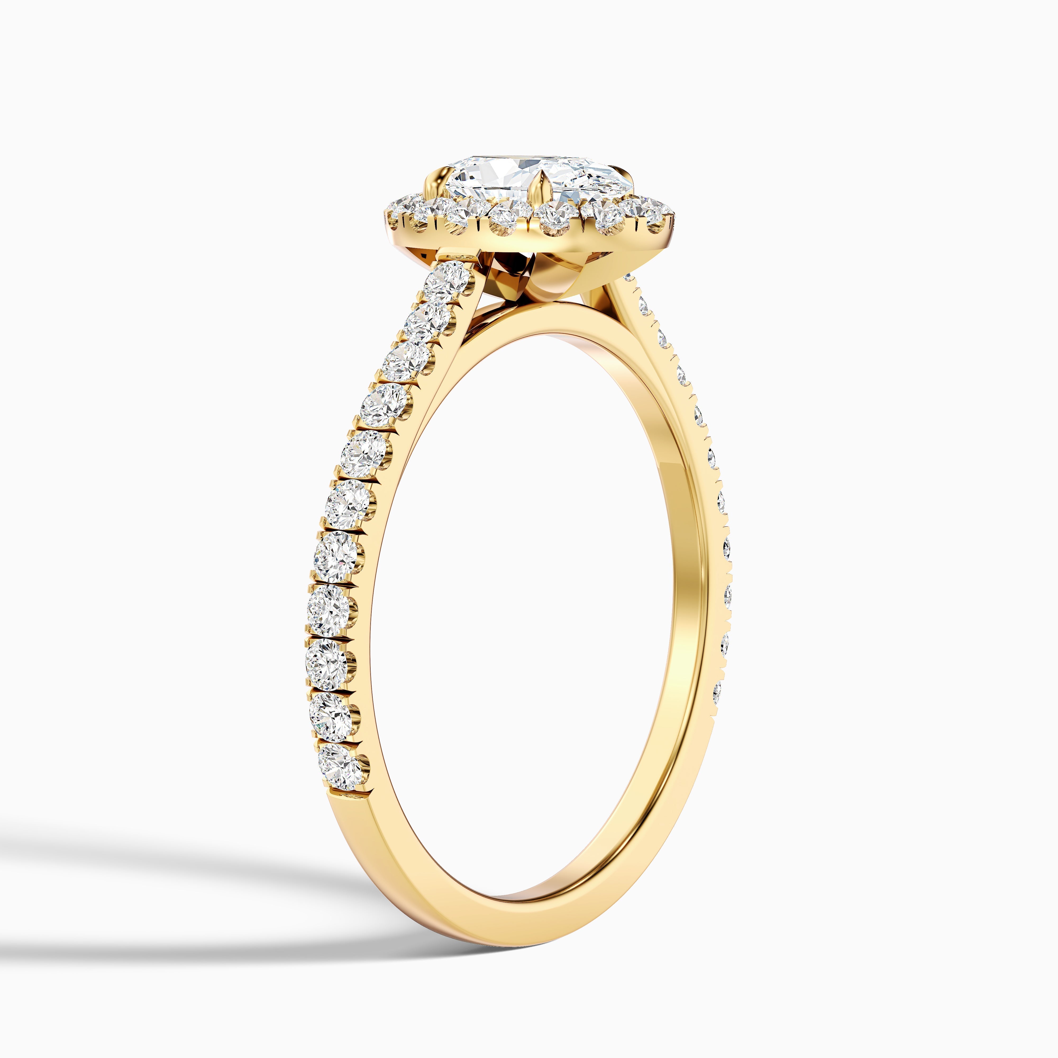 Adley 2 Carat Oval Halo Pave Moissanite Diamond Ring in 14k Yellow Gold