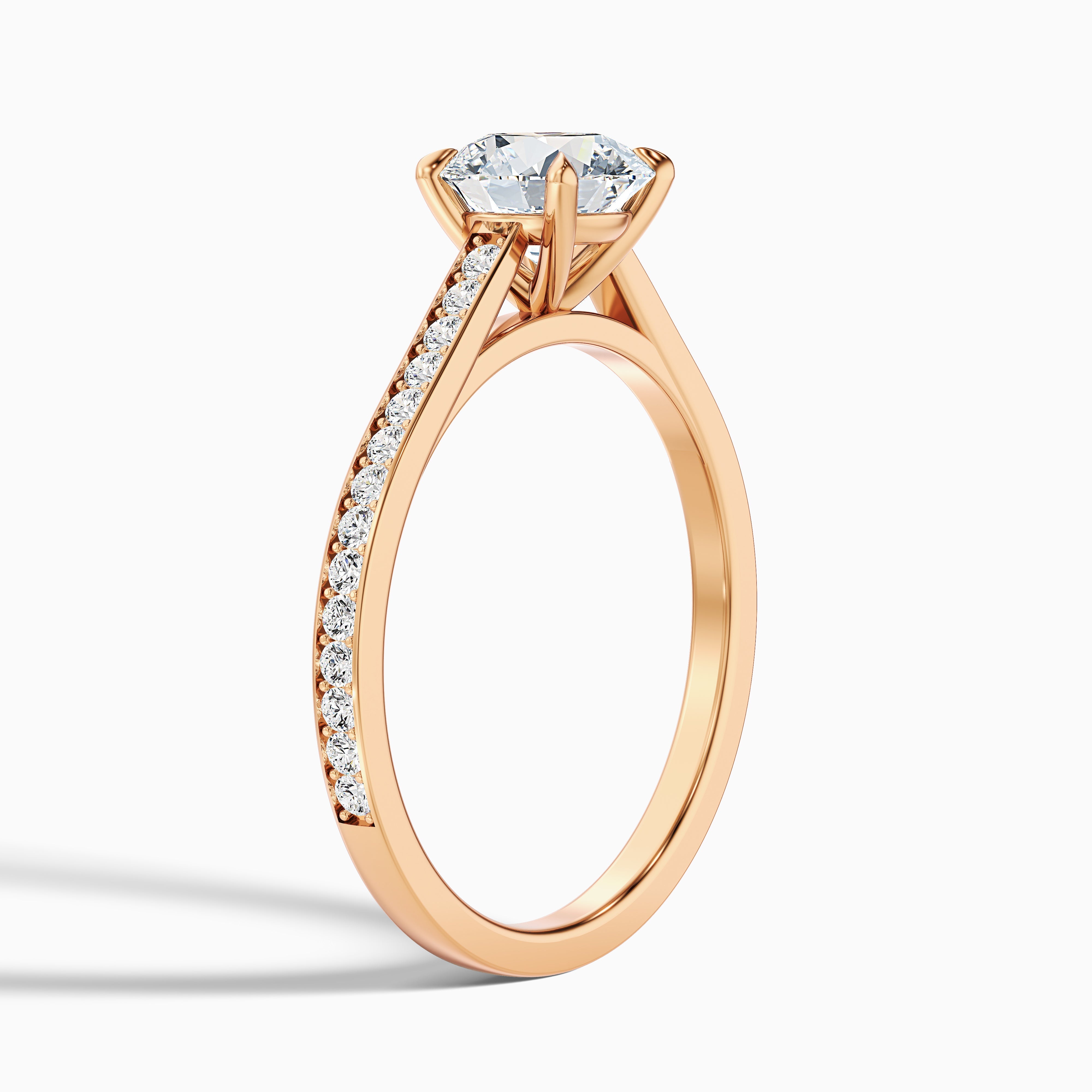 Lisa 5 Carat Round Cut Side Stone Pave Moissanite Diamond Ring in 14k Yellow Gold