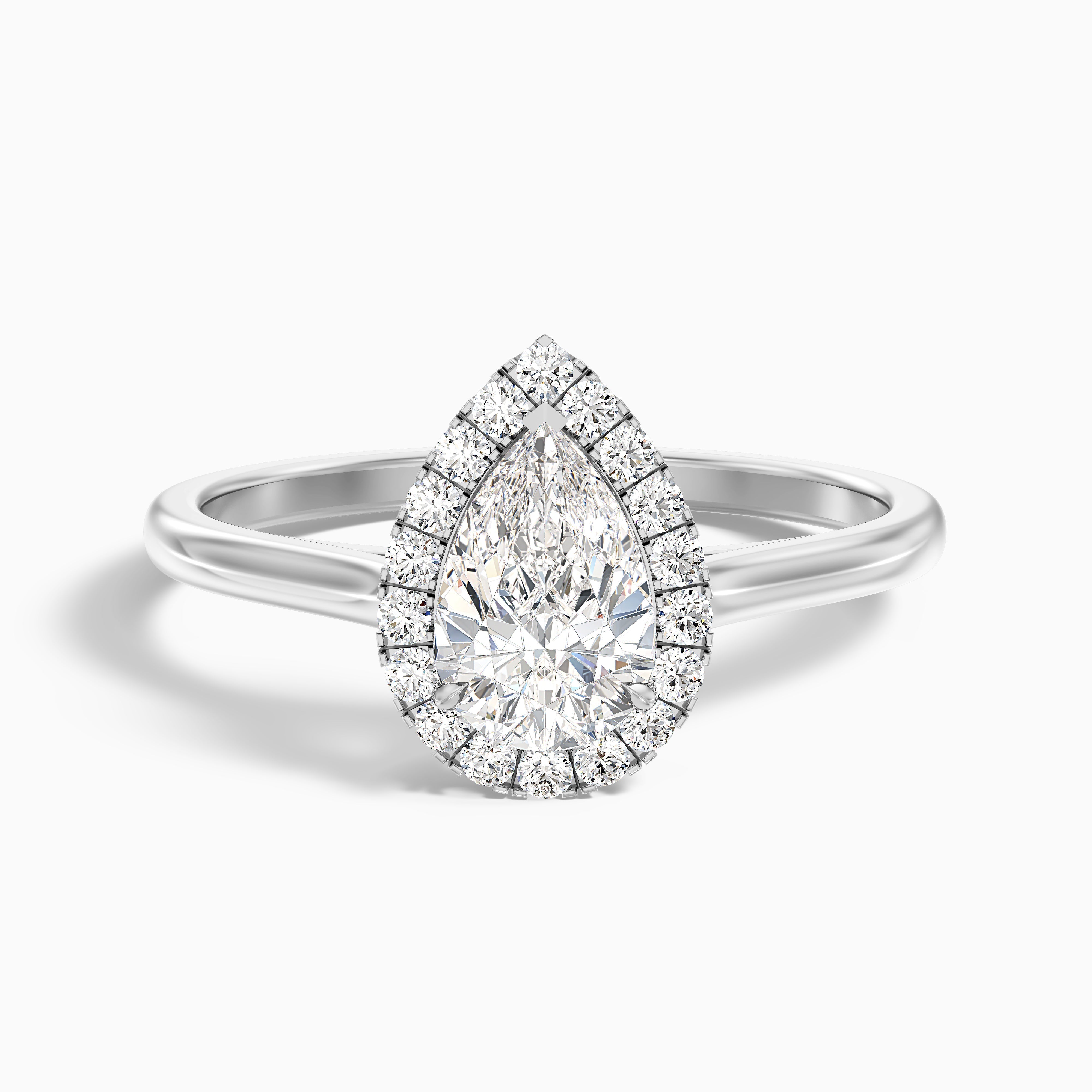 Arya 4 Carat Pear Halo Moissanite Diamond Ring in 18k Yellow Gold