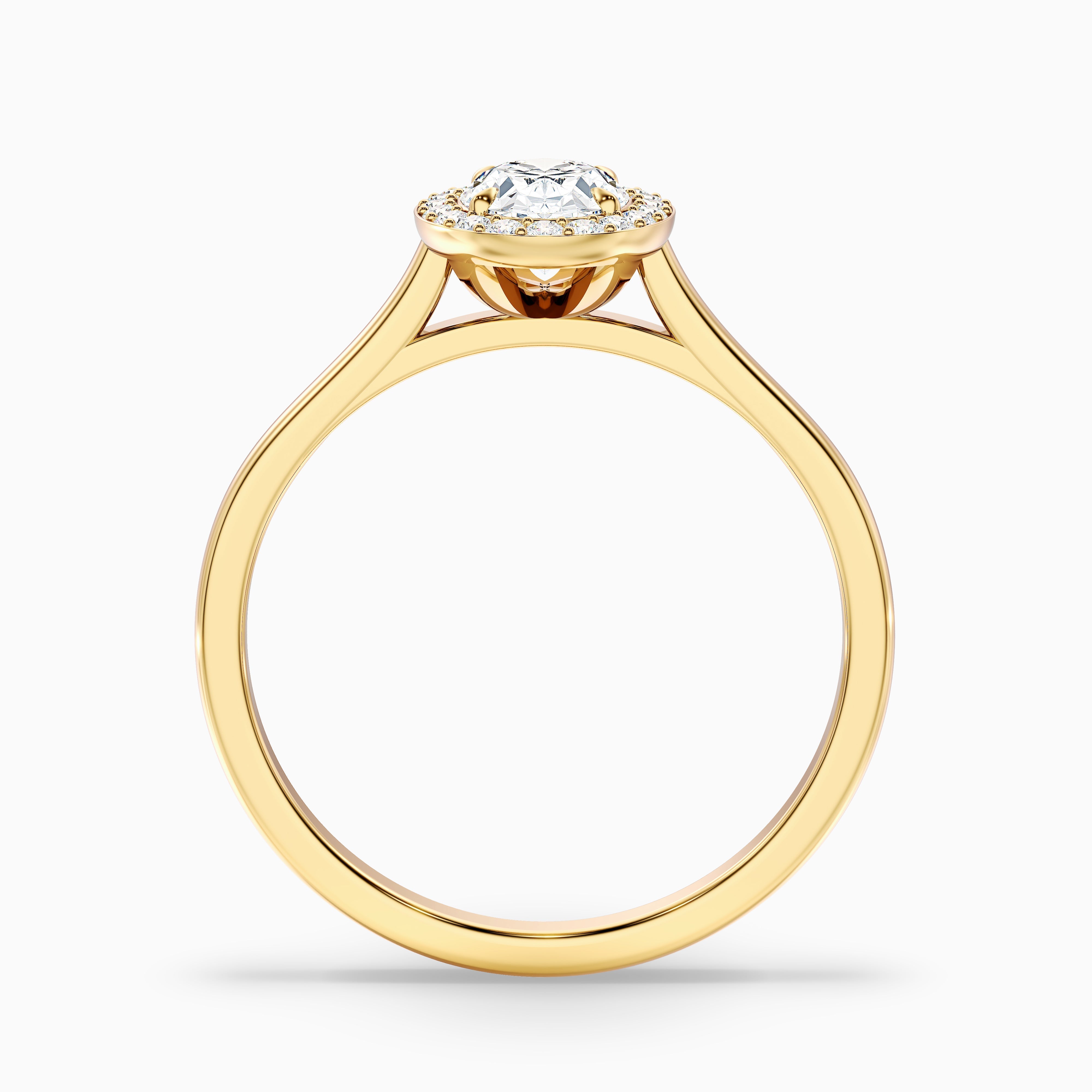 Kyra 3.5 Carat Oval Cut Halo Moissanite Diamond Ring in 14k Yellow Gold