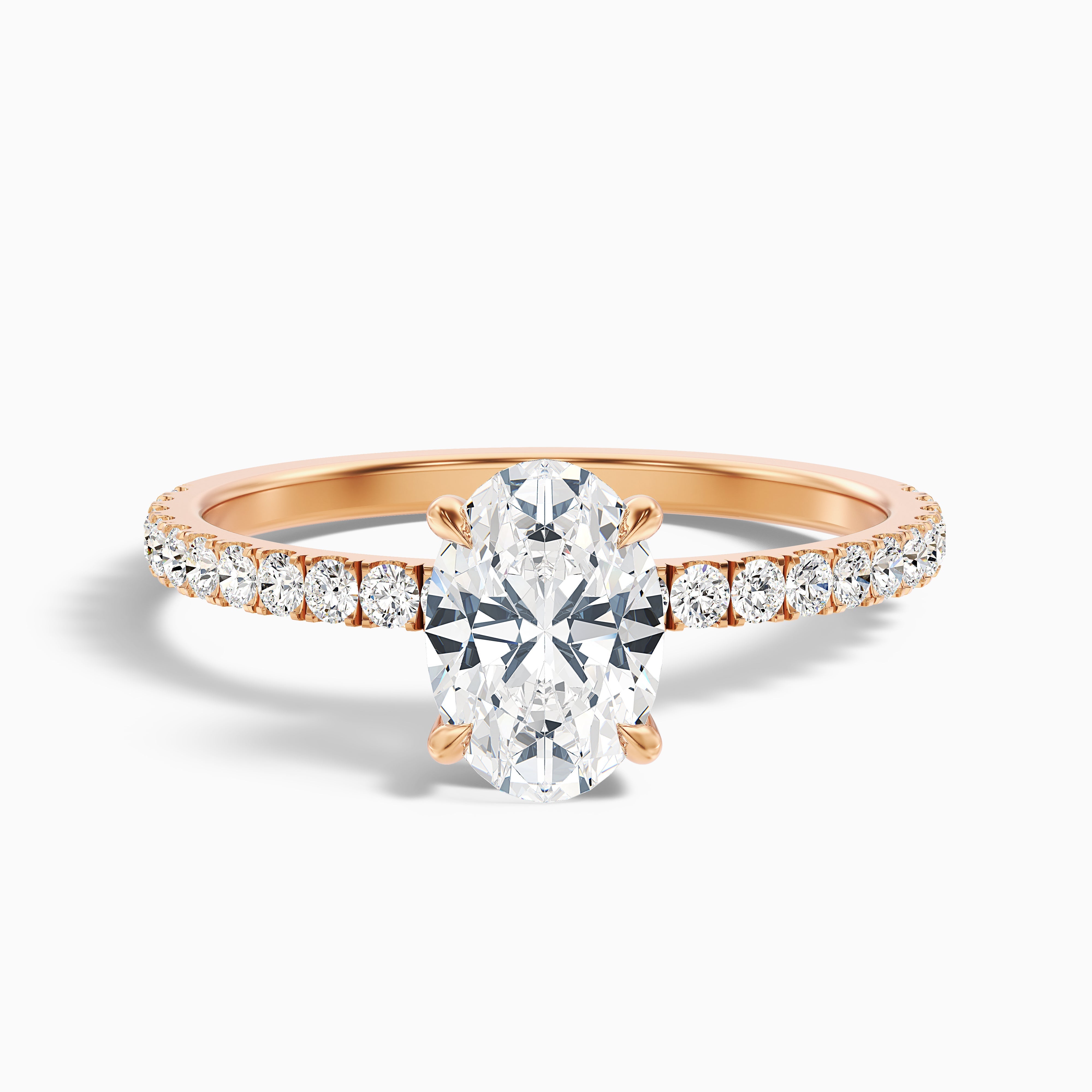 Eliza 5 Carat Oval Hidden Halo Moissanite Diamond Ring in 18k Yellow Gold