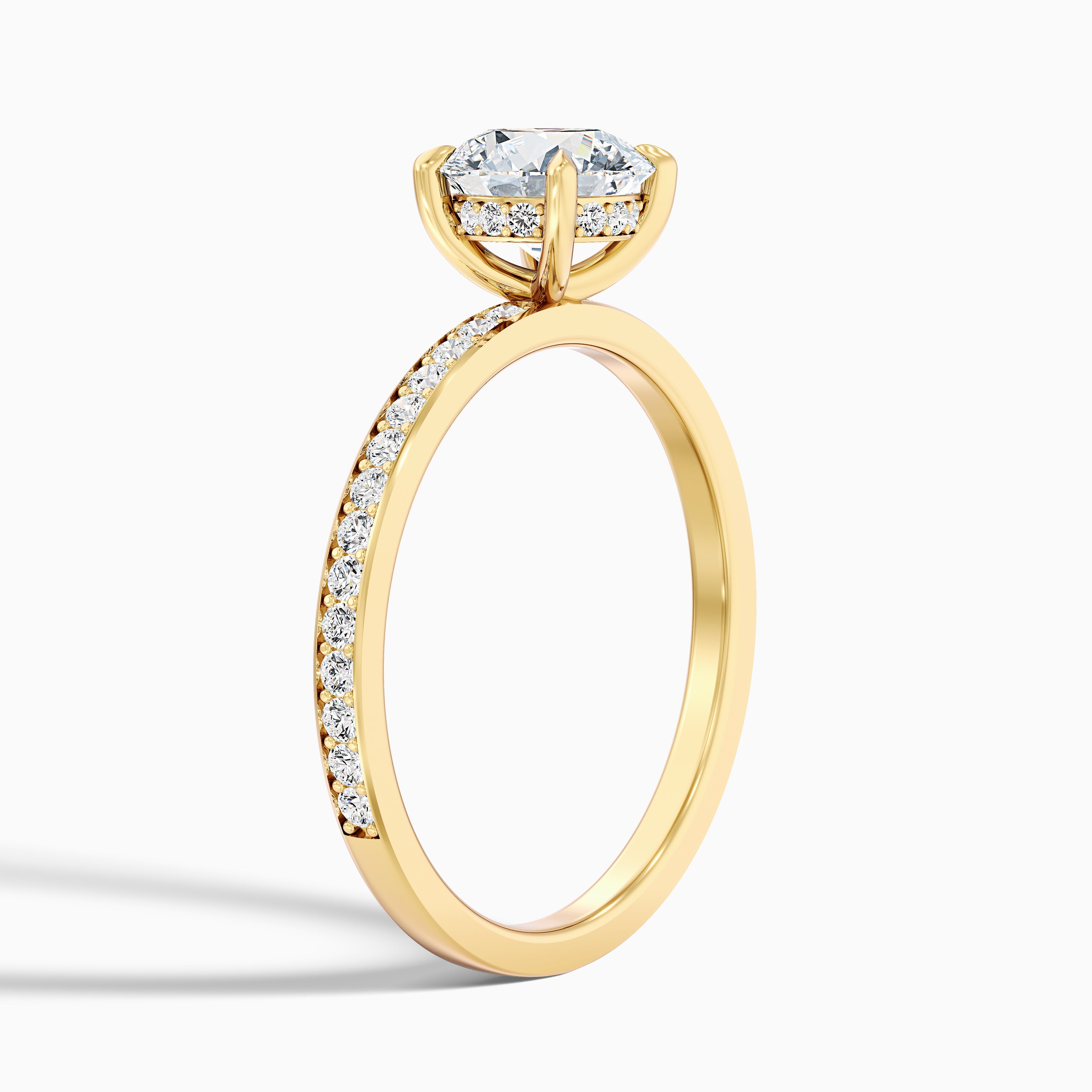 Julia 2.5 Carat Round Hidden Halo Pave Moissanite Diamond Ring in 18k White Gold