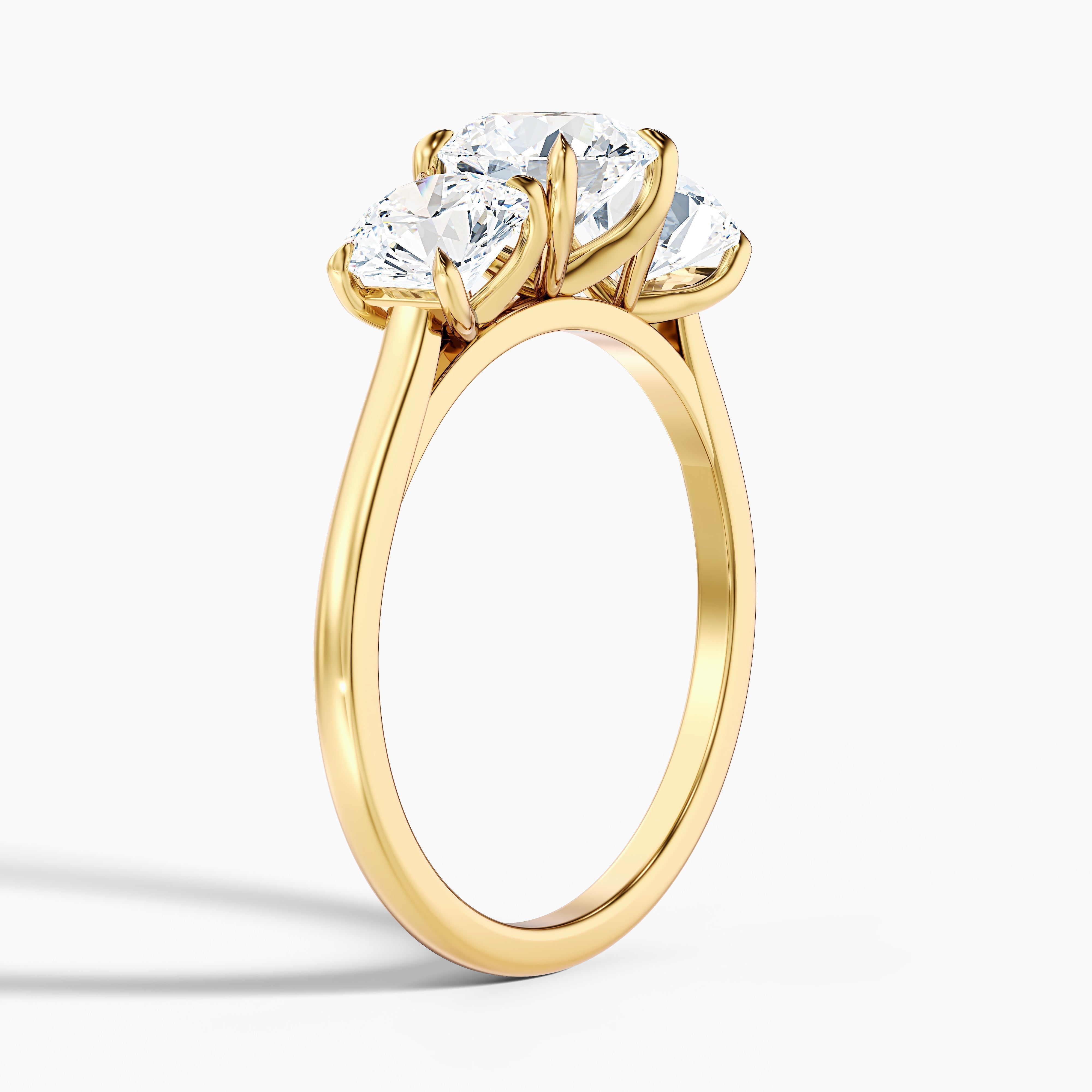 Iris 4.5 Carat Round Three Stone Moissanite Diamond Ring in 18k White Gold