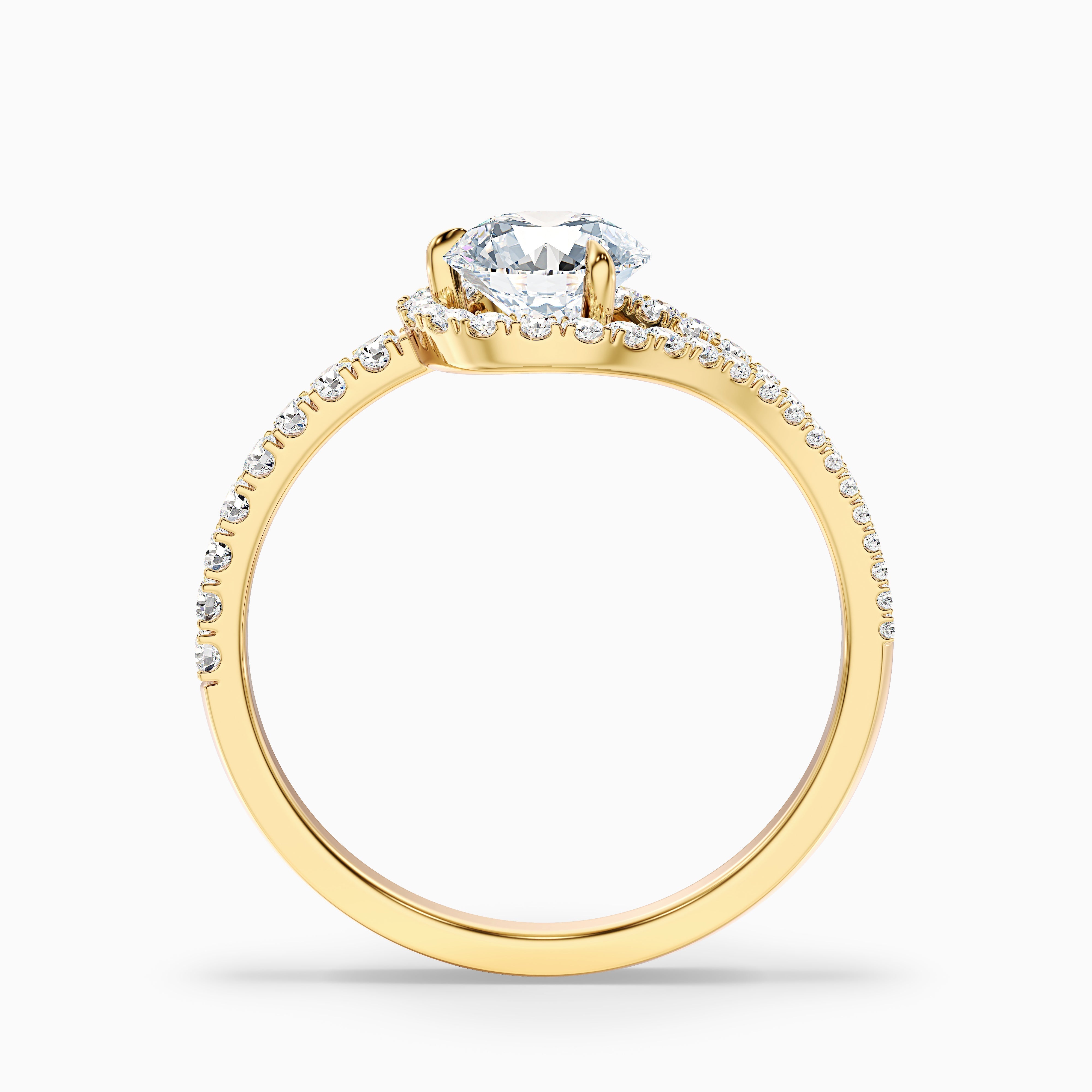 Callie 5 Carat Round Halo Pave Moissanite Diamond Ring in 14k Rose Gold