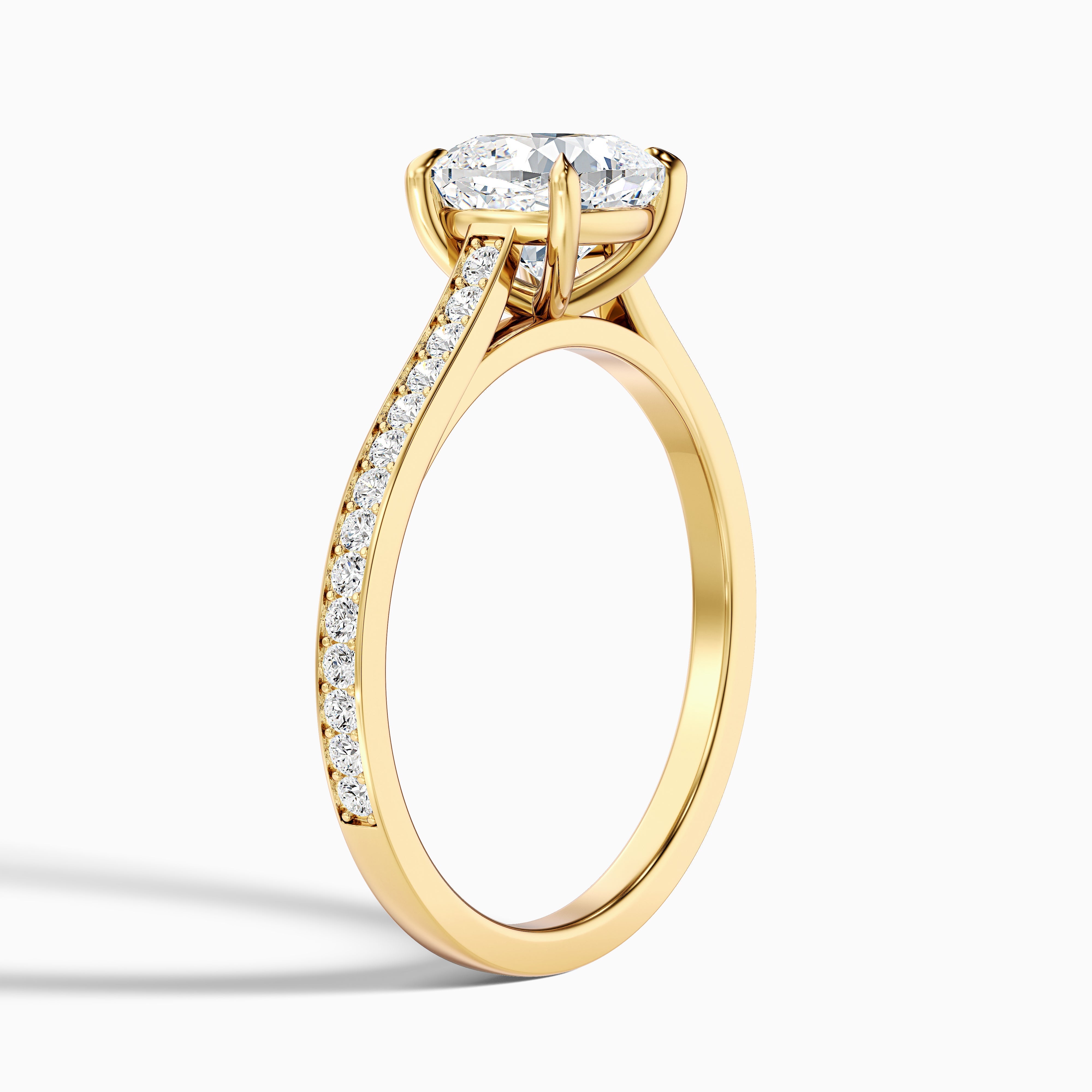 Eva 3 Carat Cushion Cut Side Stone Pave Moissanite Diamond Ring in 10k White Gold