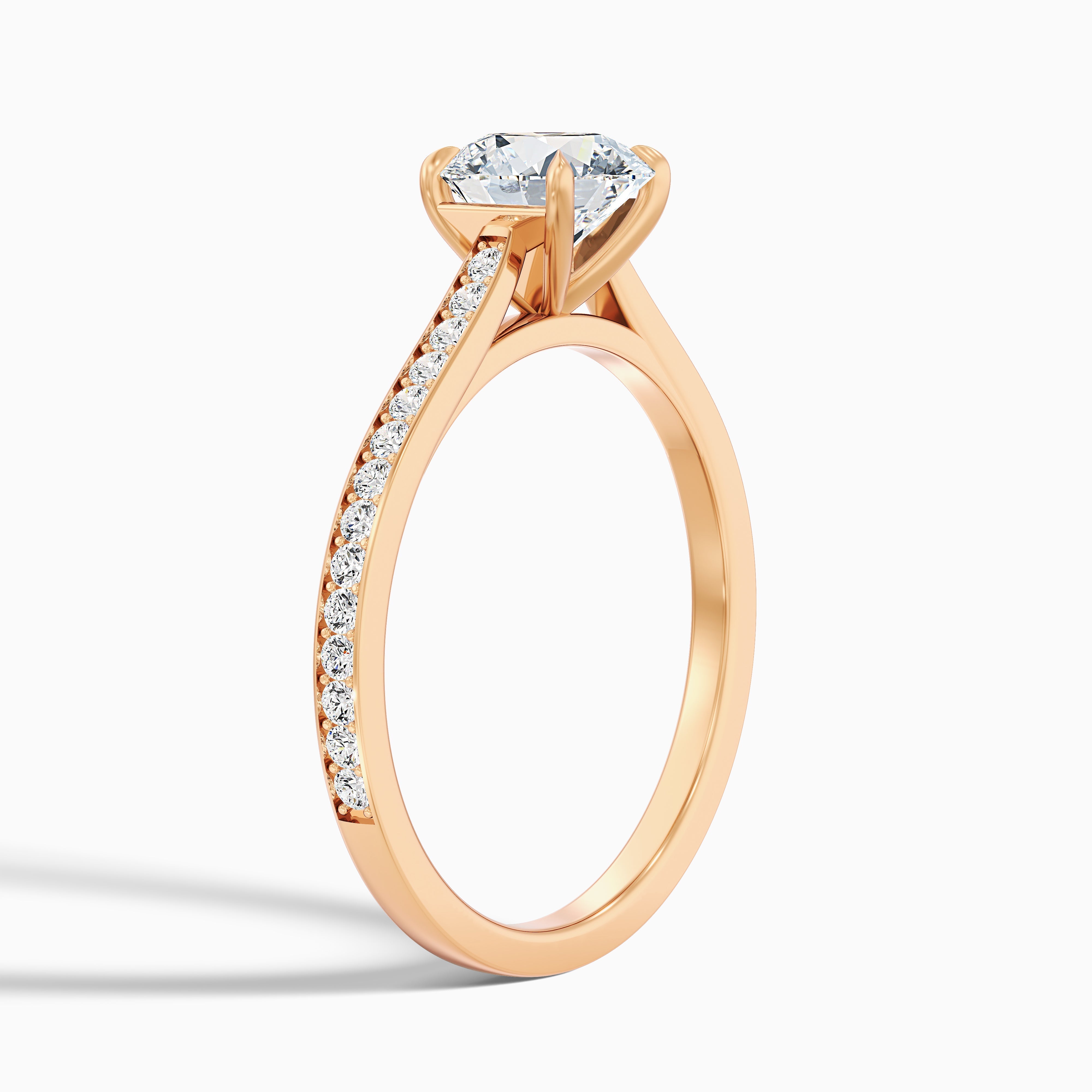 Betti 5 Carat Round Side Stone Pave Moissanite Diamond Ring in Platinum