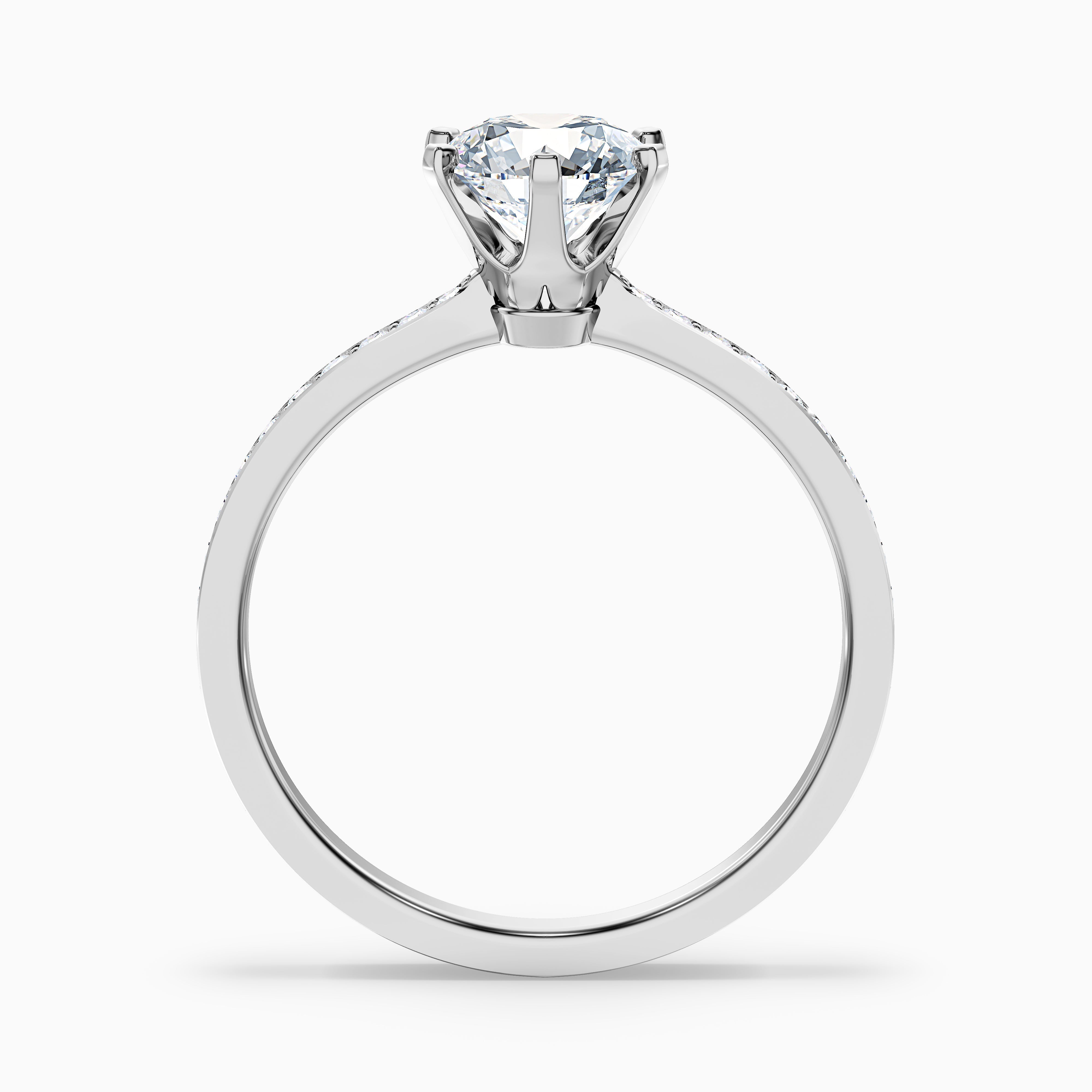 Eden 5.5 Carat Round Side Stone Pave Moissanite Engagement Ring in Platinum