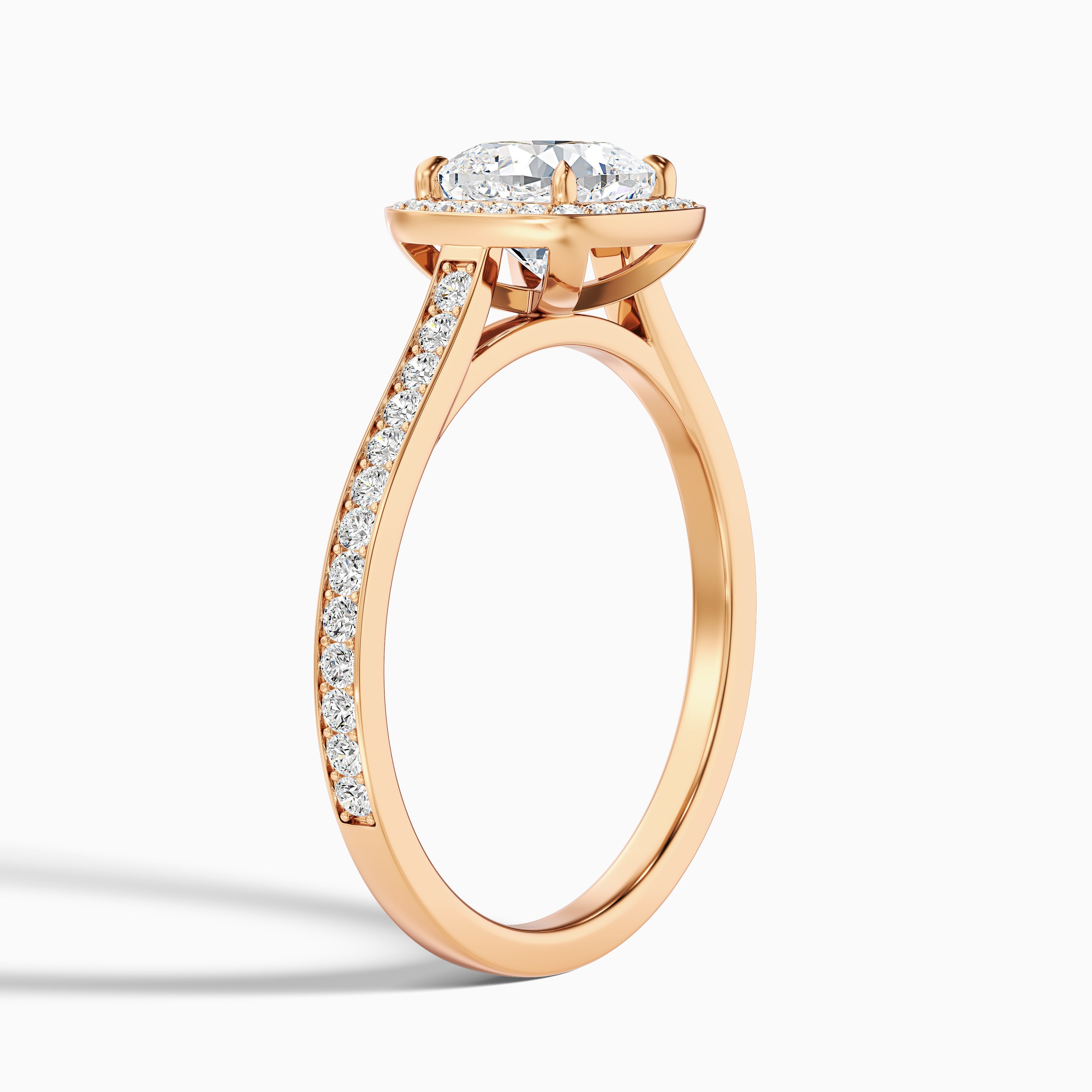 Kelly 4 Carat Cushion Cut Halo Pave Moissanite Engagement Ring in 14k Yellow Gold