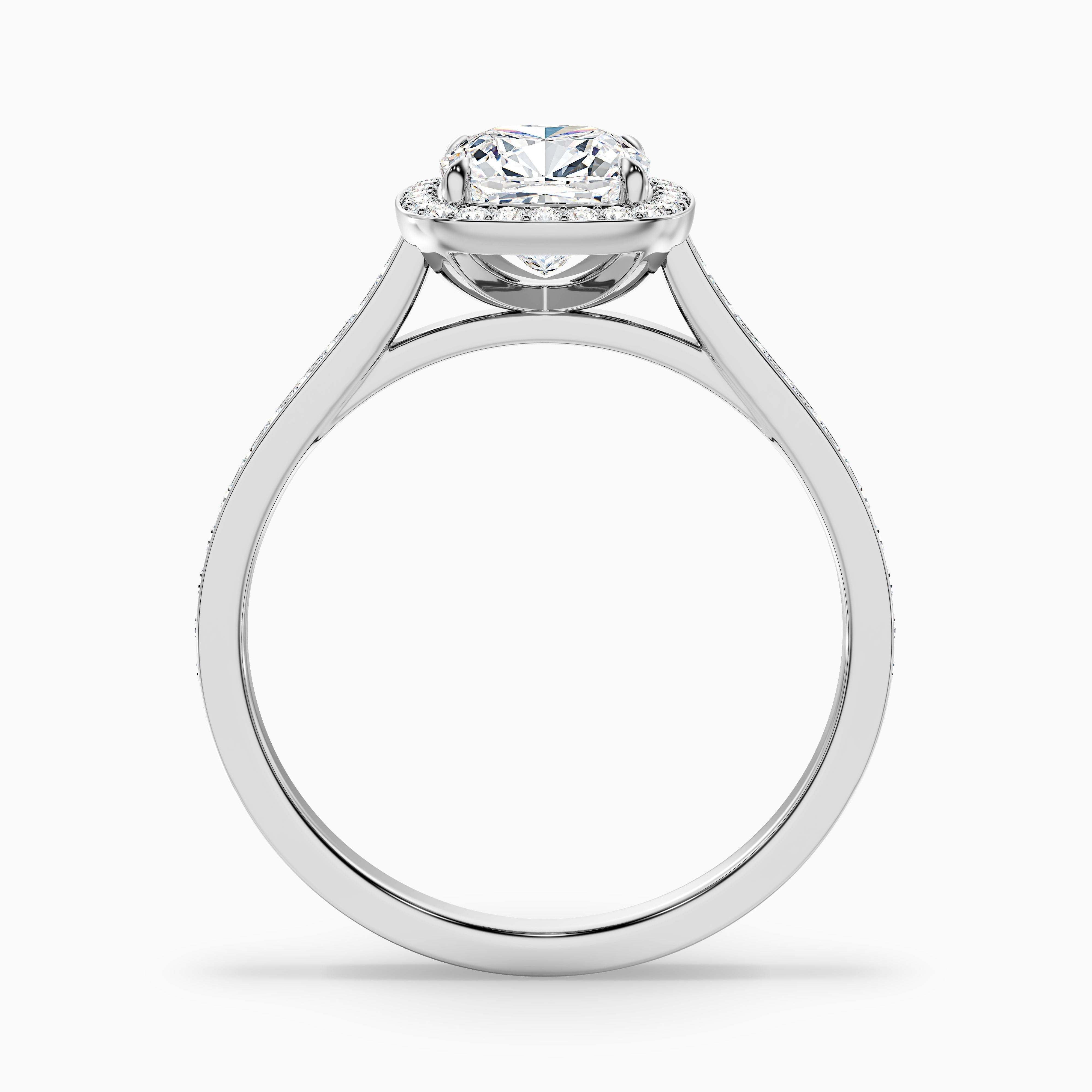Kelly 4 Carat Cushion Cut Halo Pave Moissanite Engagement Ring in 18k Yellow Gold