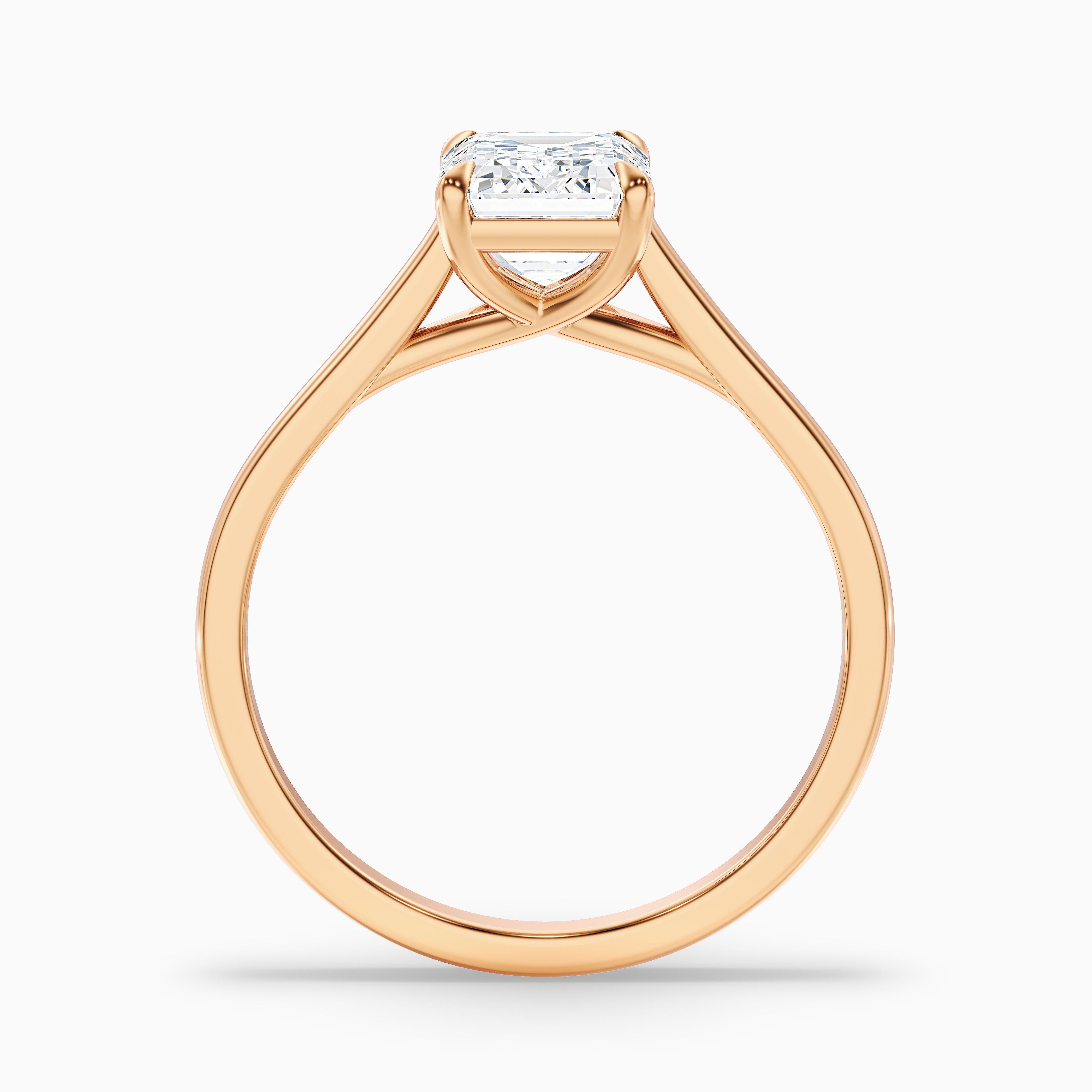 Ira 5 Carat Emerald Cut Solitaire Moissanite Engagement Ring in 18k Rose Gold