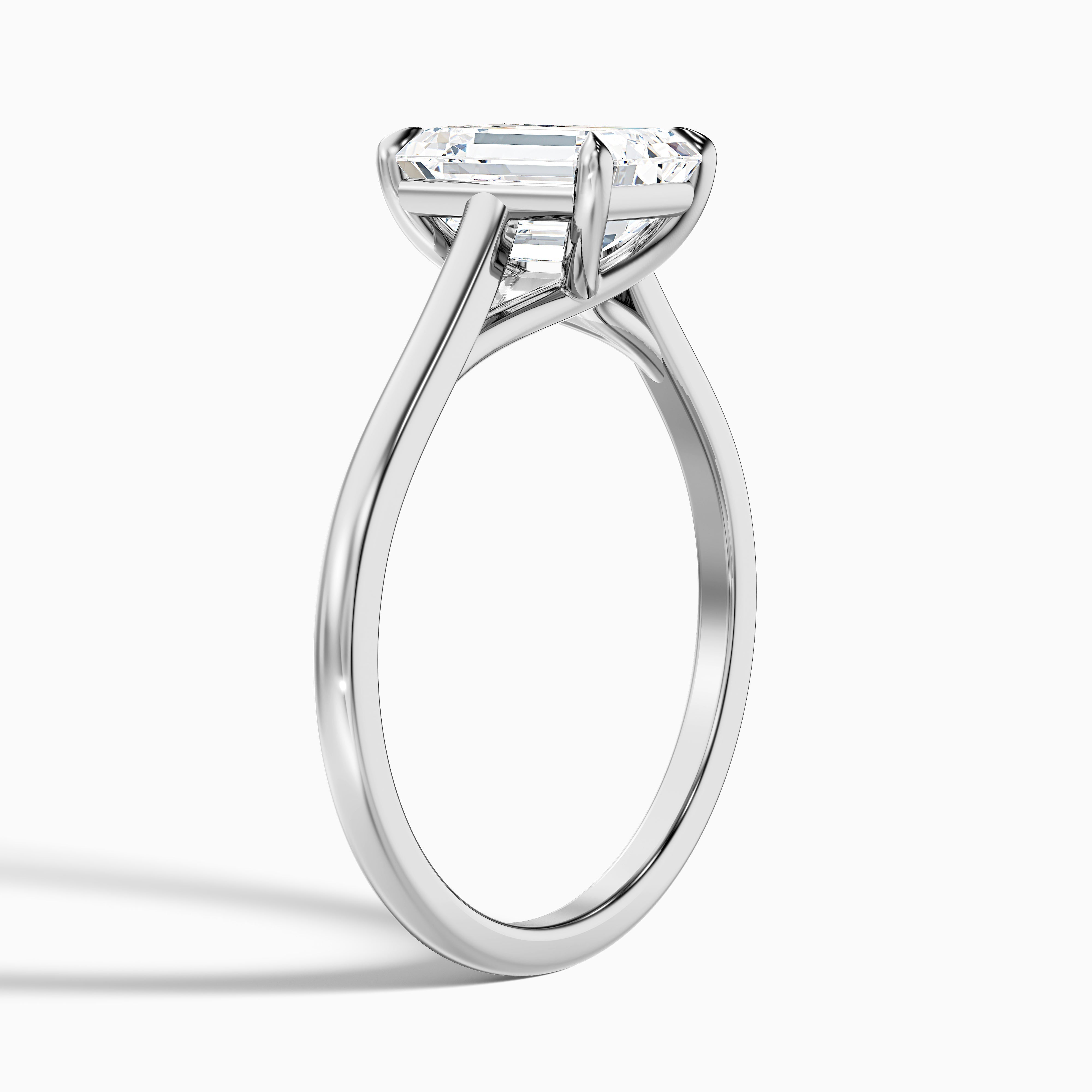 Ira 4.5 Carat Emerald Cut Solitaire Moissanite Engagement Ring in Platinum