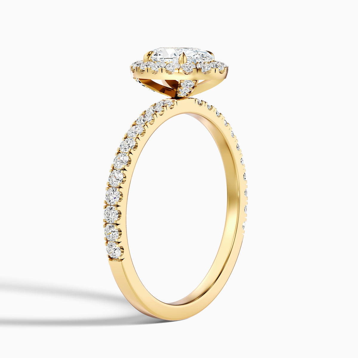 Grace 3.5 Carat Oval Halo Pave Moissanite Engagement Ring in 14k White Gold
