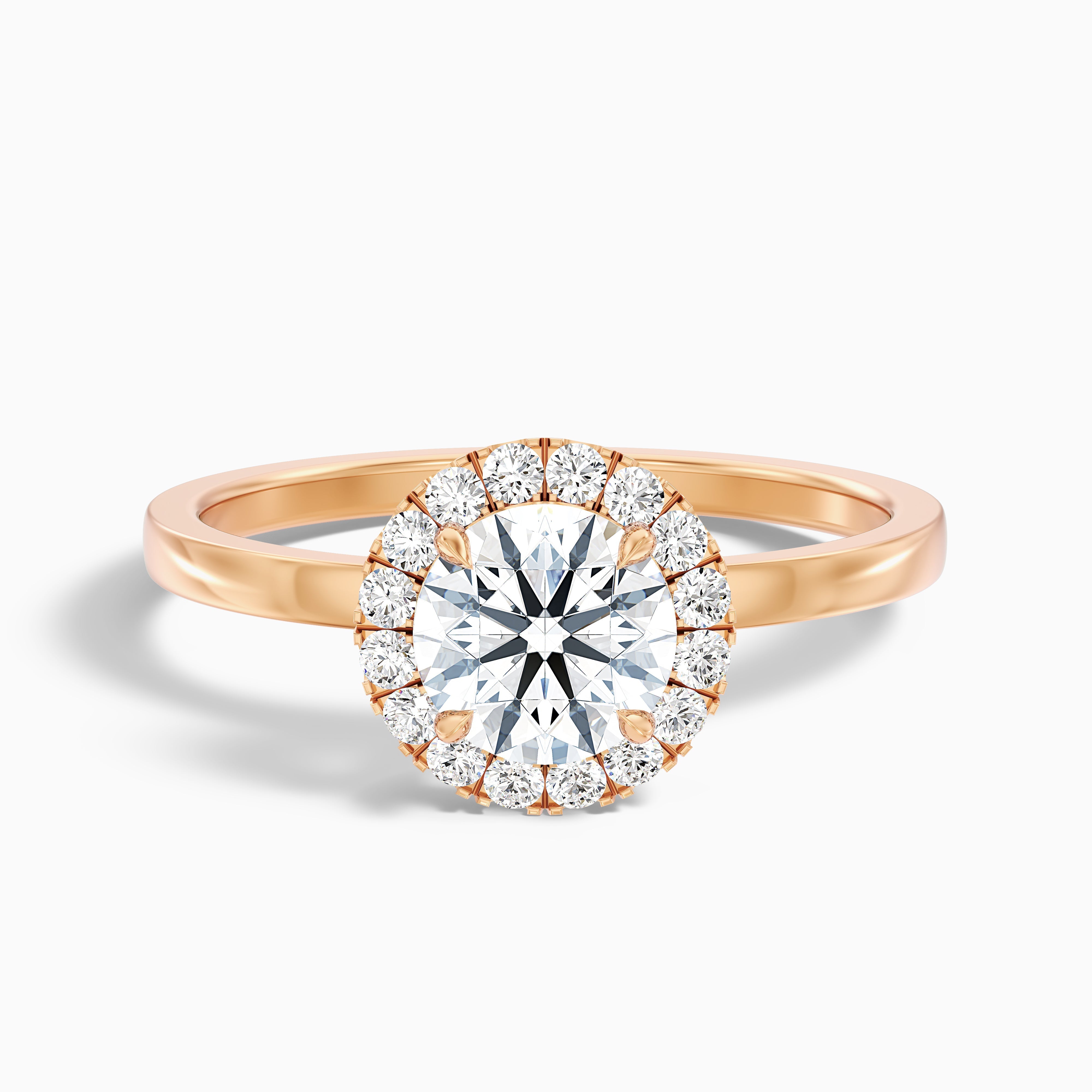 Cora 5 Carat Round Halo Moissanite Engagement Ring in 14k White Gold