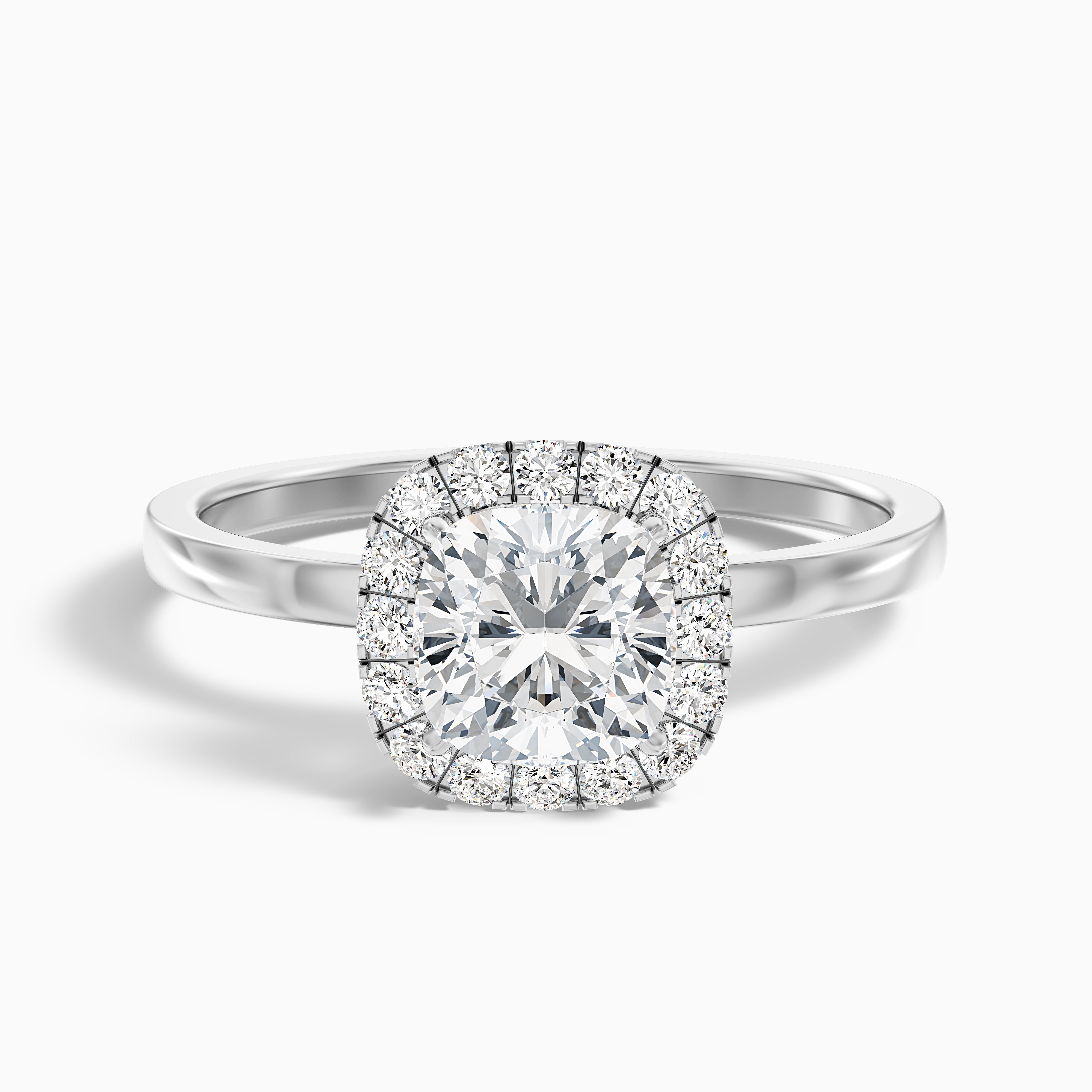Claire 3 Carat Cushion Cut Halo Moissanite Engagement Ring in 14k Rose Gold