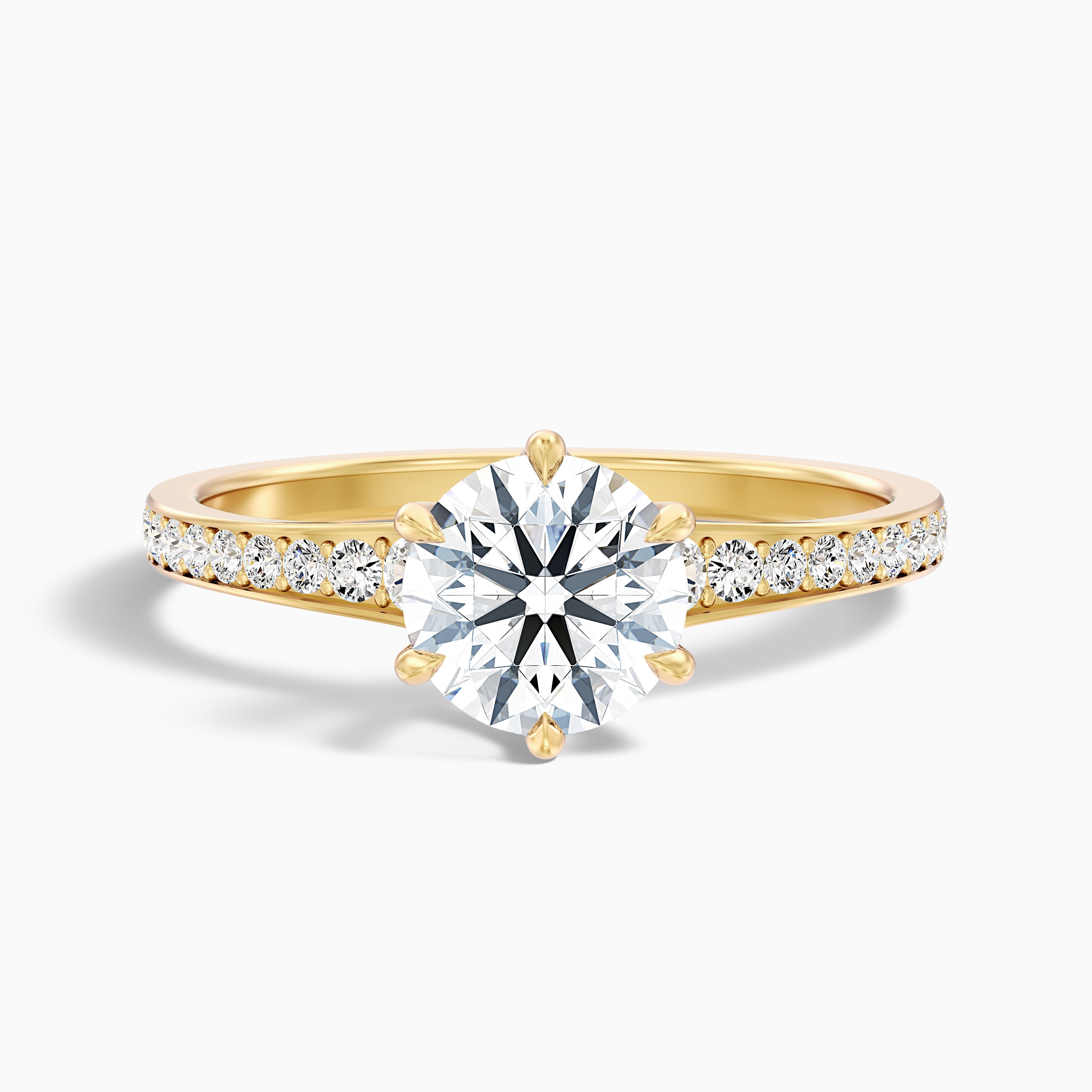 Carol 1.5 Carat Round Side Stone Pave Moissanite Engagement Ring in 10k Rose Gold