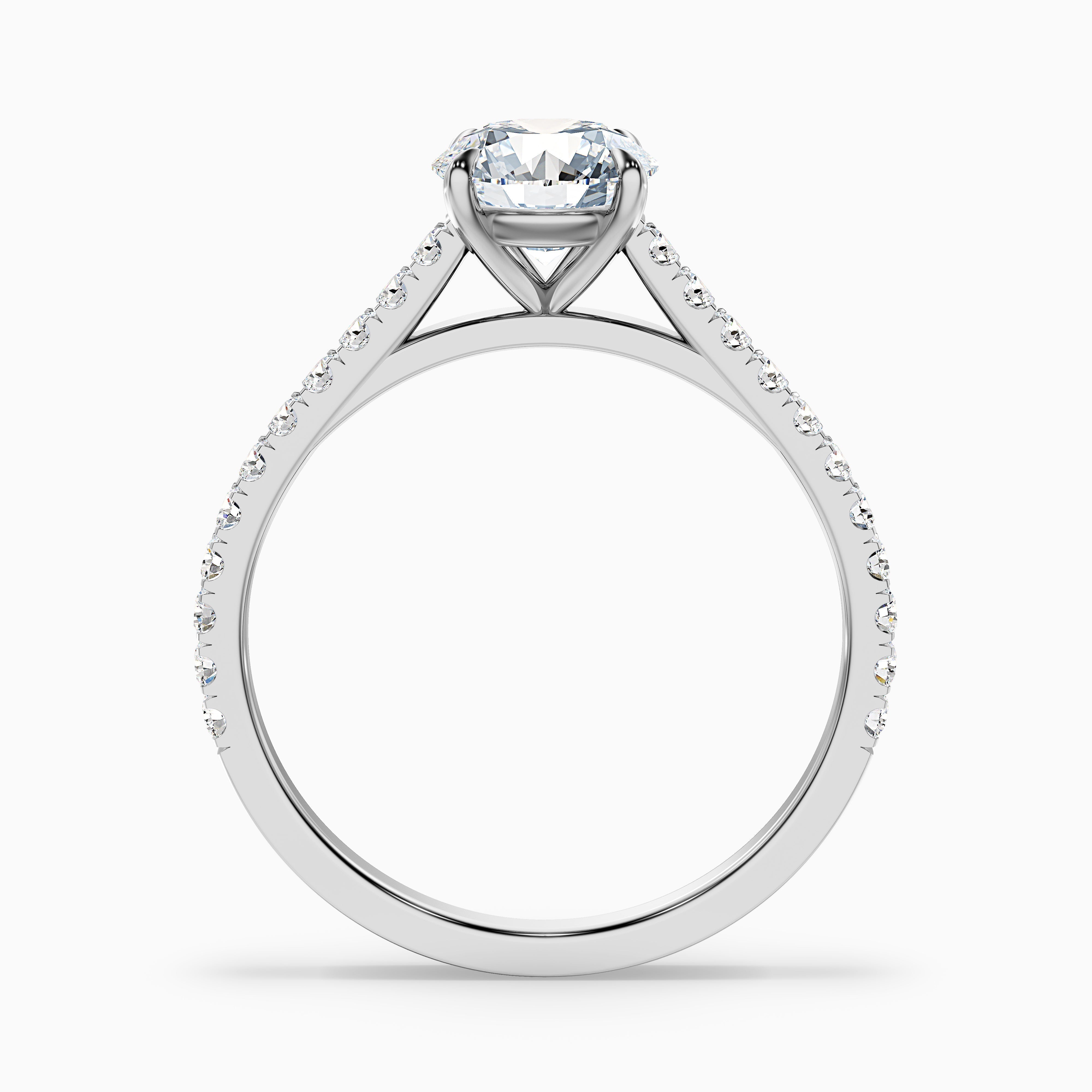 Carly 3.5 Carat Round Side Stone Pave Moissanite Engagement Ring in 18k White Gold