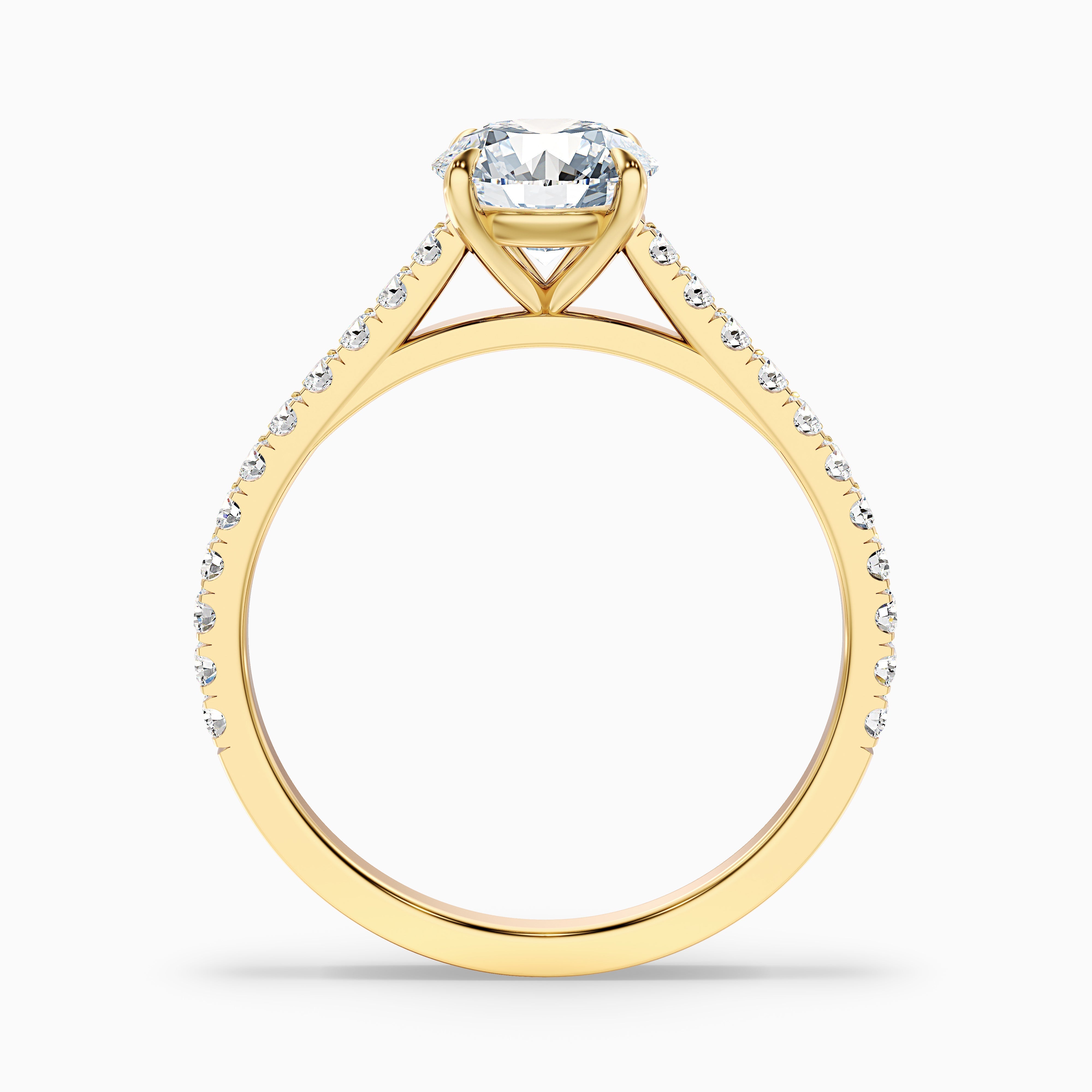 Carly 3 Carat Round Side Stone Pave Moissanite Engagement Ring in 10k Rose Gold