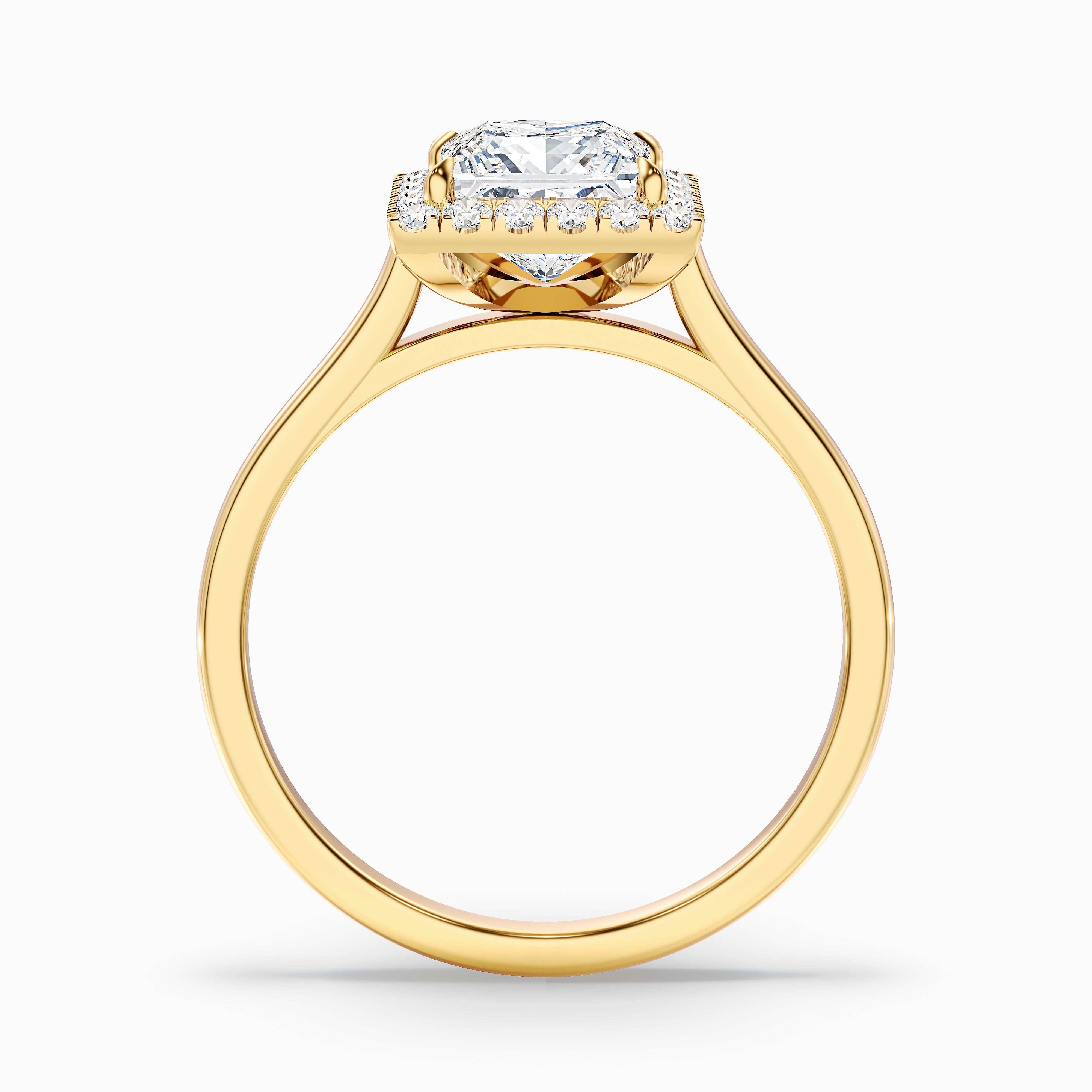 Bela 2 Carat Princess Cut Halo Moissanite Engagement Ring in 10k Yellow Gold