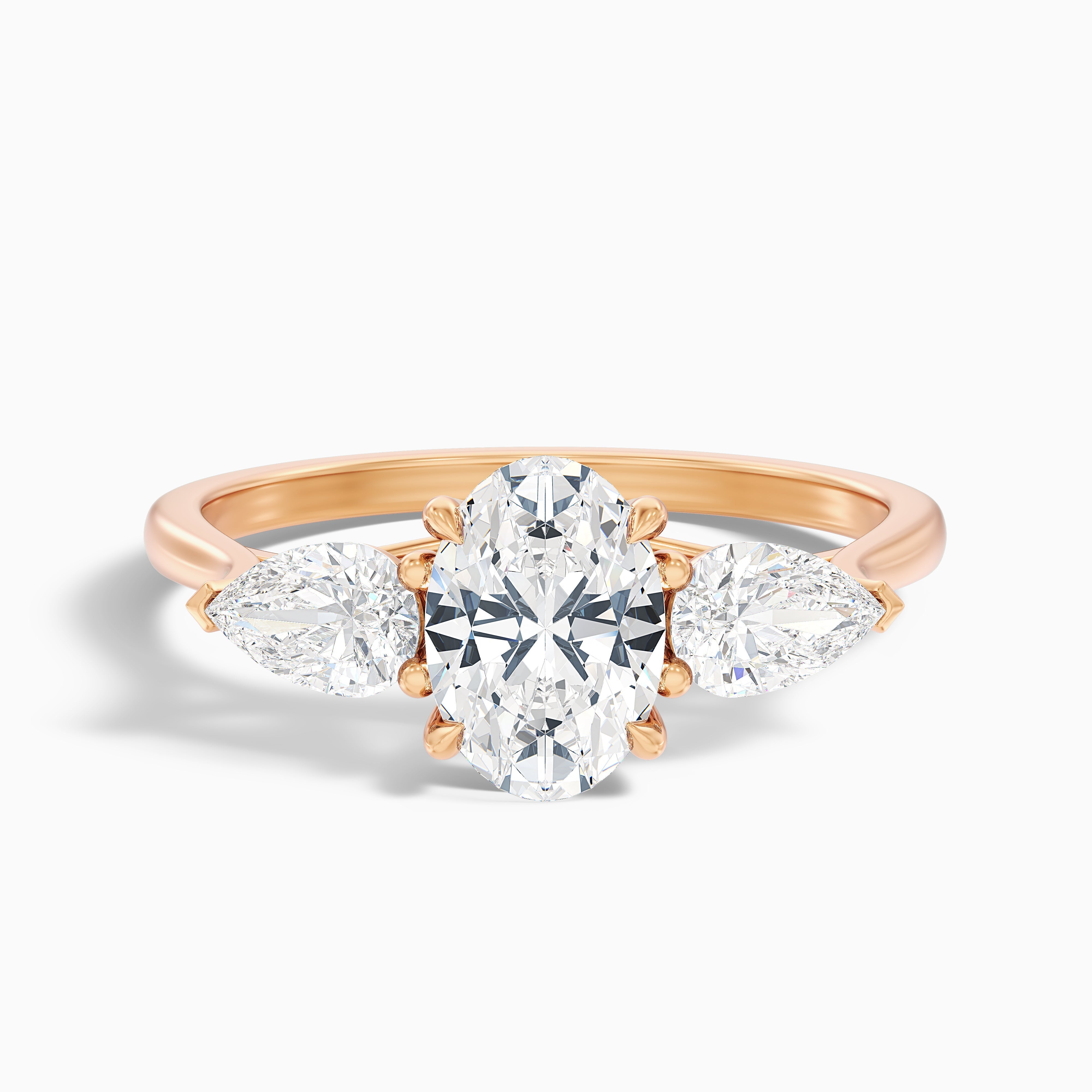 Isa 5.5 Carat Three Stone Oval Halo Moissanite Engagement Ring in 10k White Gold