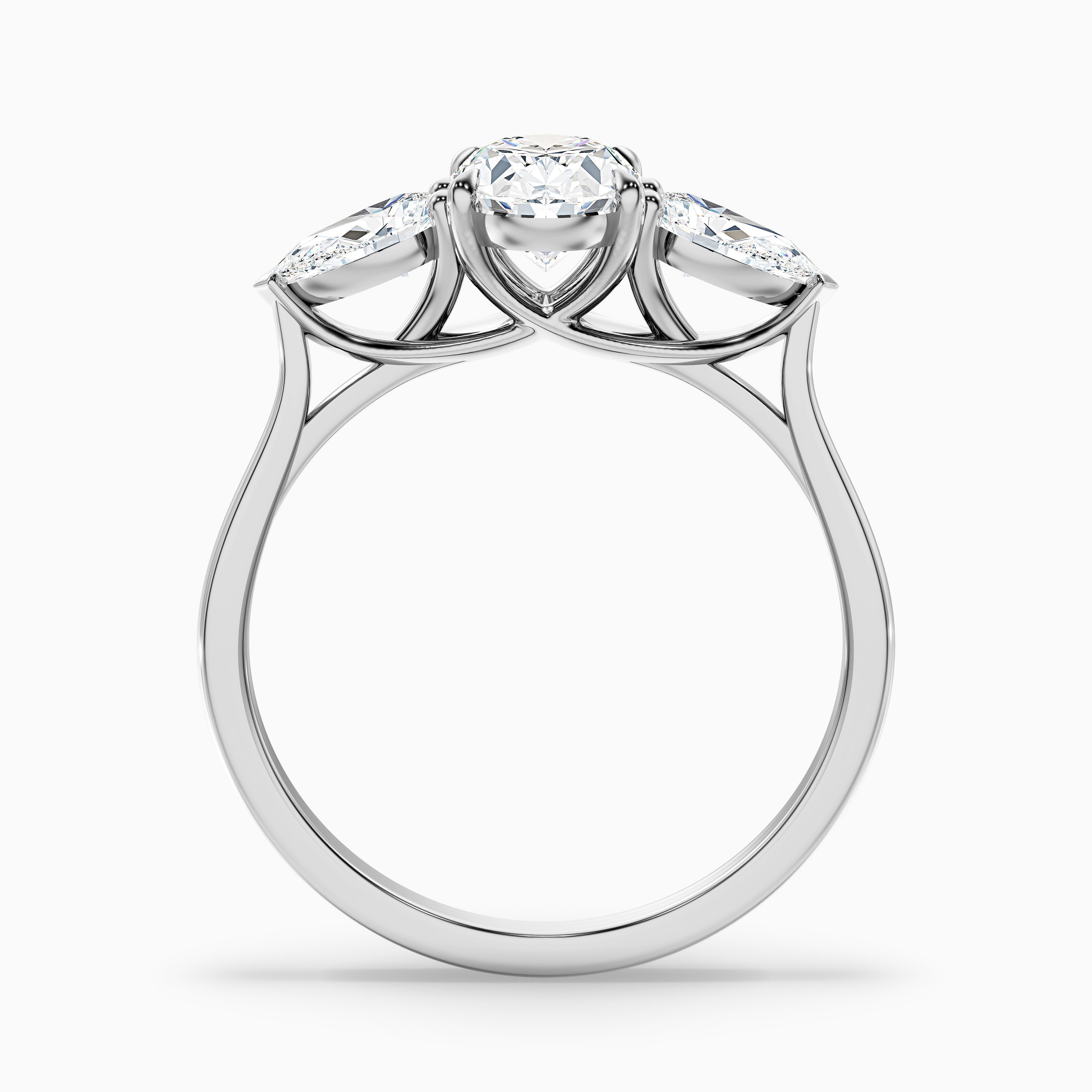Isa 5 Carat Three Stone Oval Halo Moissanite Engagement Ring in 18k Rose Gold