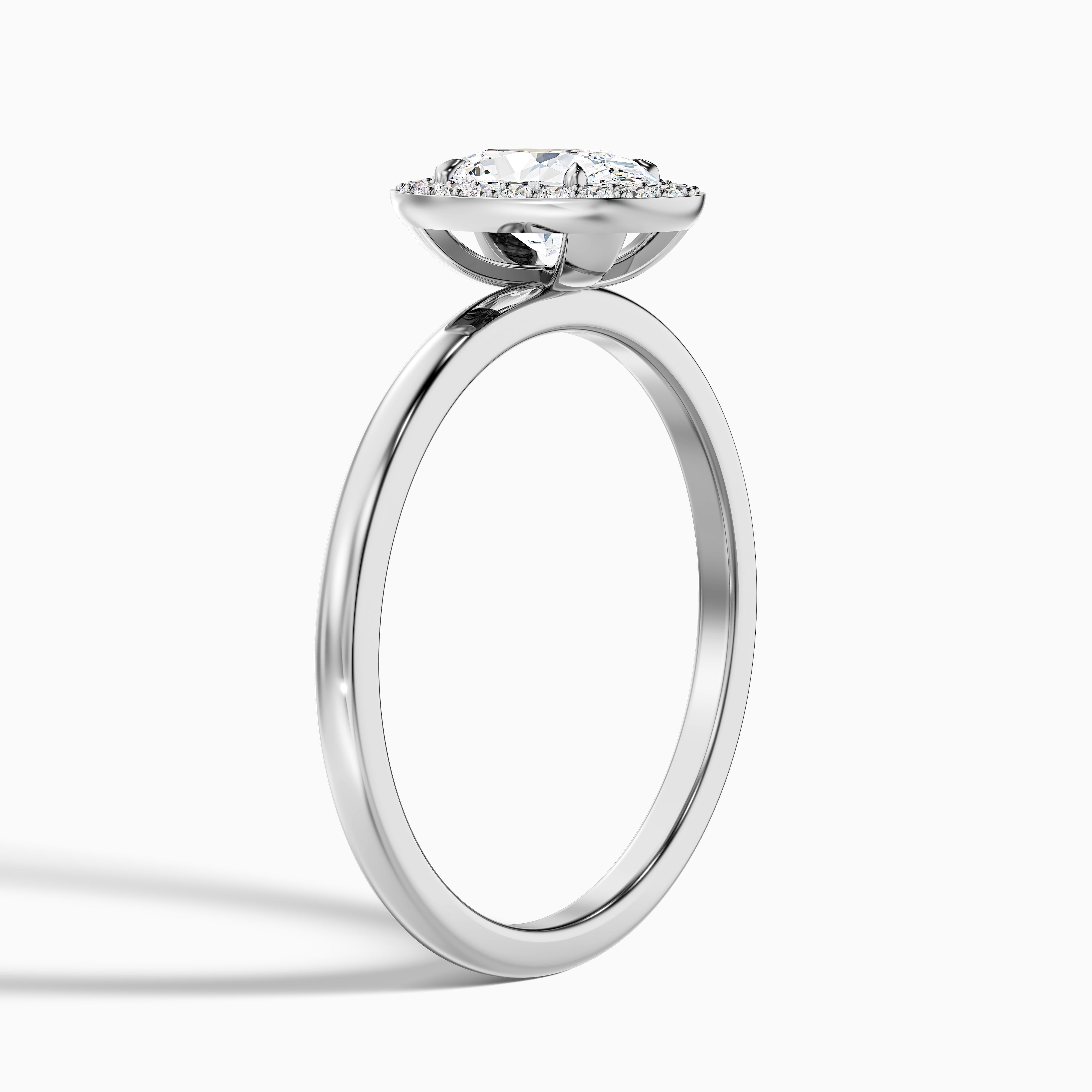Joa 1 Carat Oval Halo Moissanite Engagement Ring in Platinum